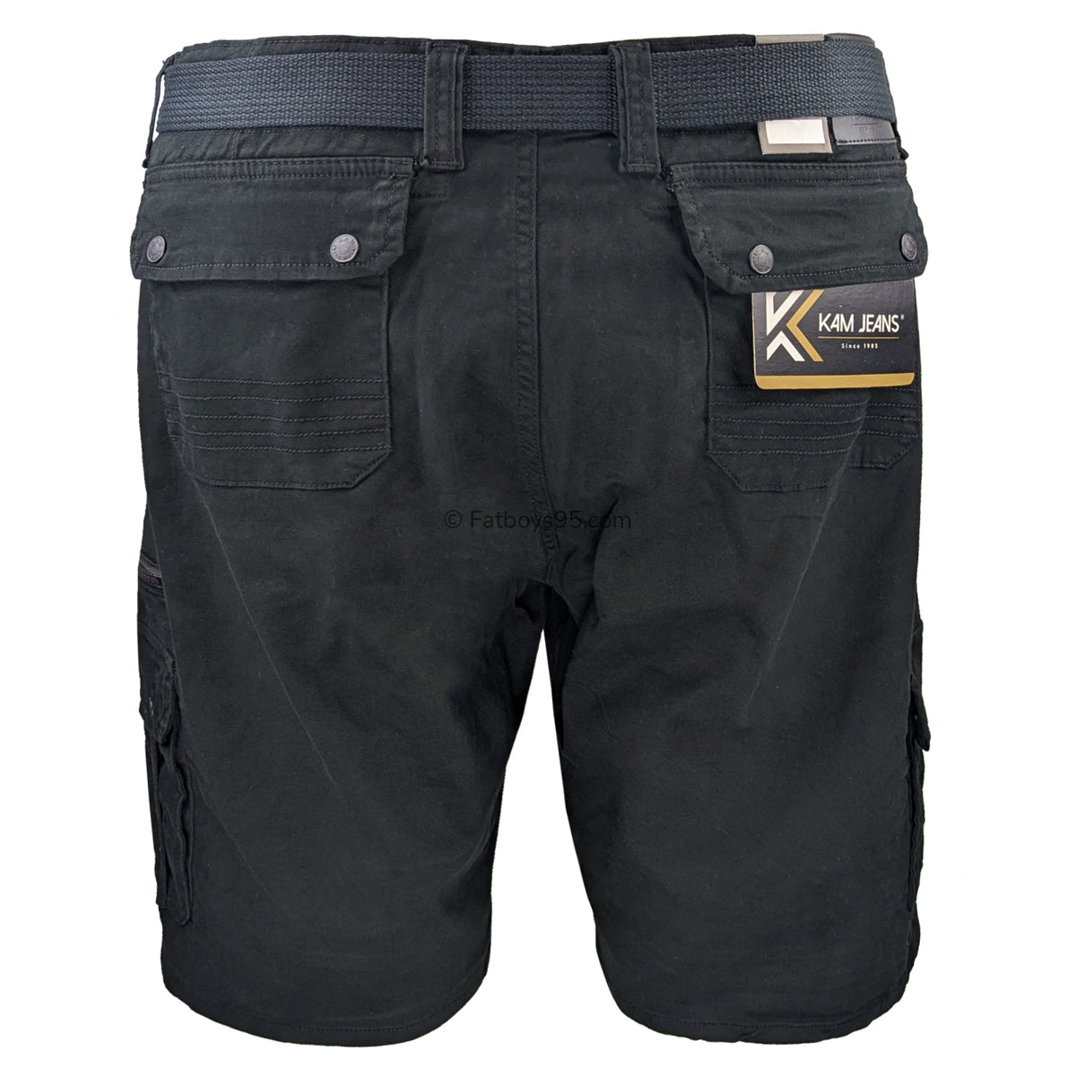 Kam Belted Cargo Stretch Shorts - KBS 343 - Black 4