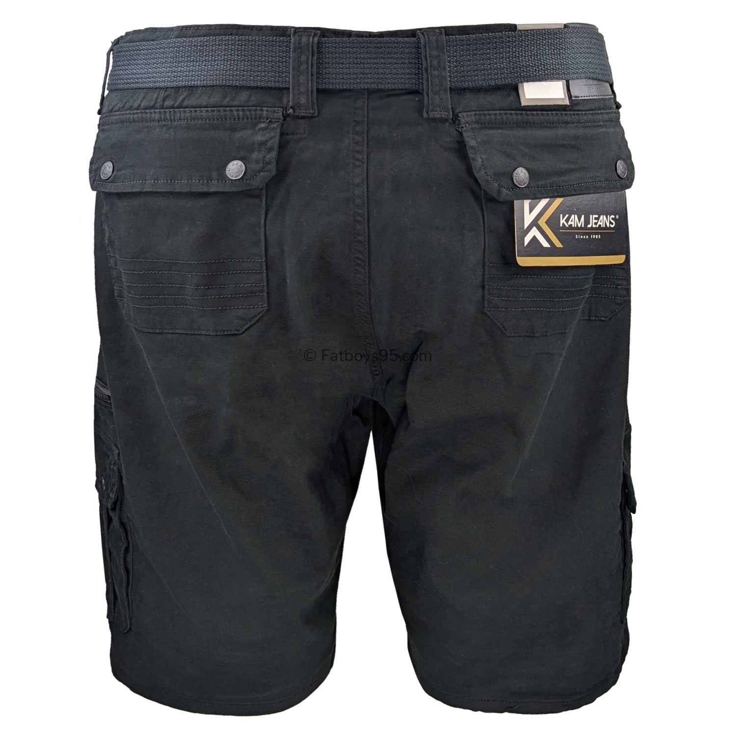 Kam Belted Cargo Stretch Shorts - KBS 343 - Black 4