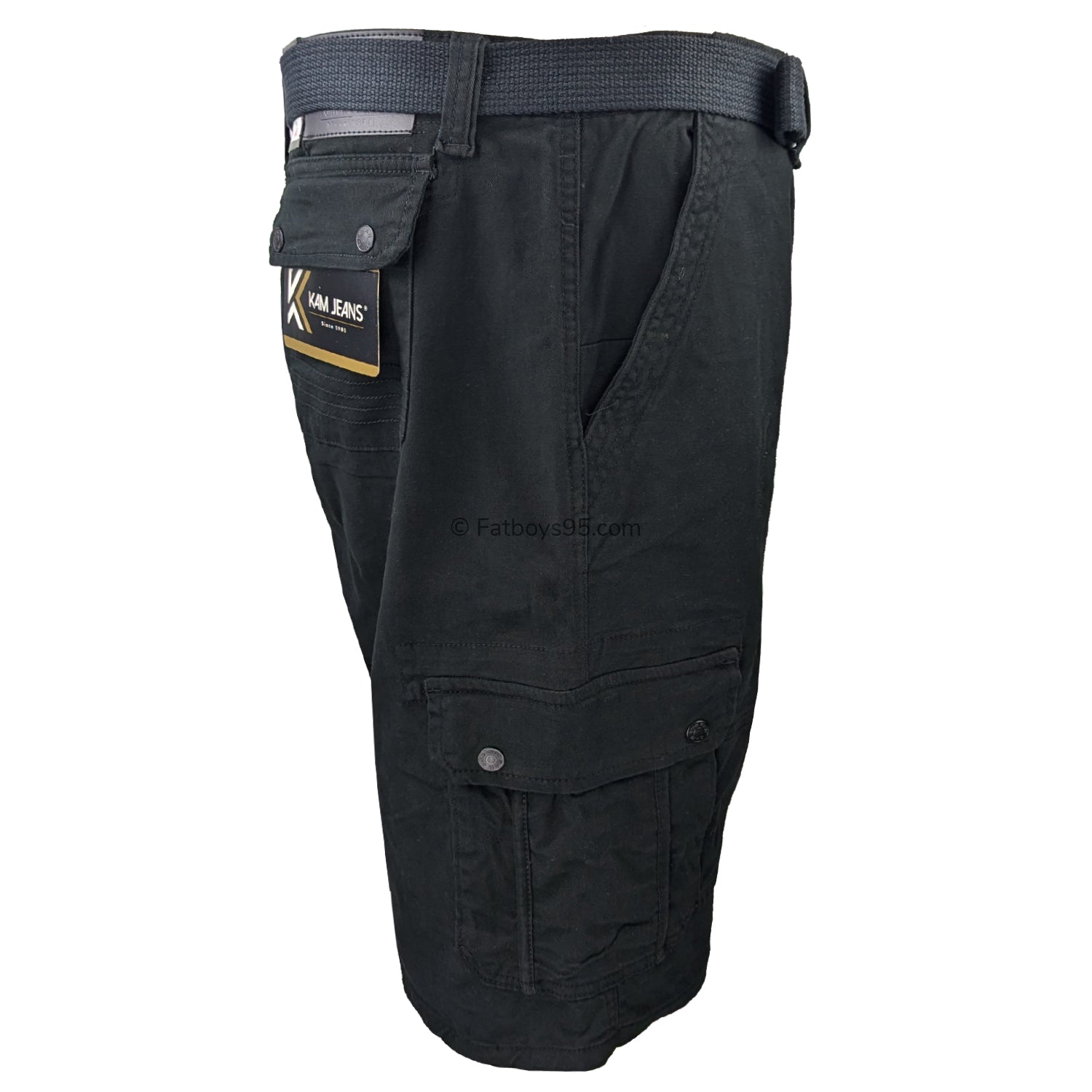 Kam Belted Cargo Stretch Shorts - KBS 343 - Black 6