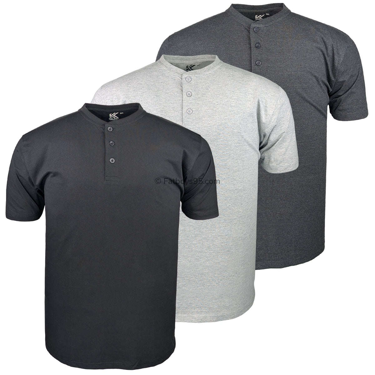 Kam 3 Pack Grandad Tee - KBS 500HV - Black / Grey / Charcoal 1