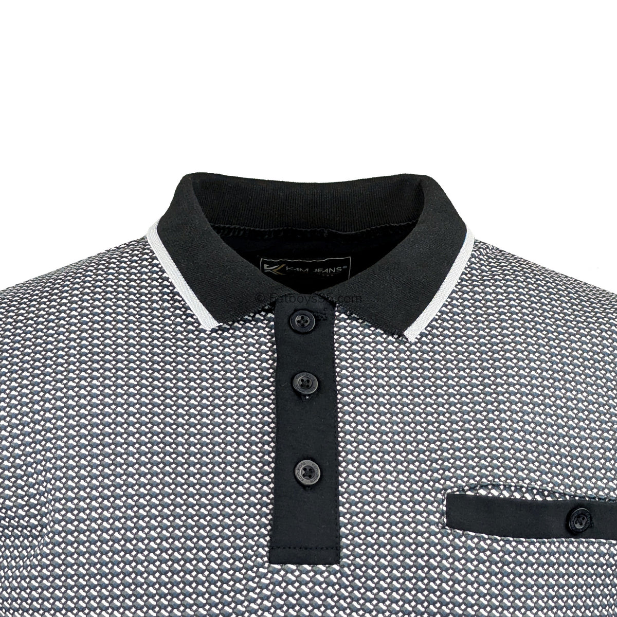 Kam Smart Mini Geo Print Polo - KBS 5518 - Black 2
