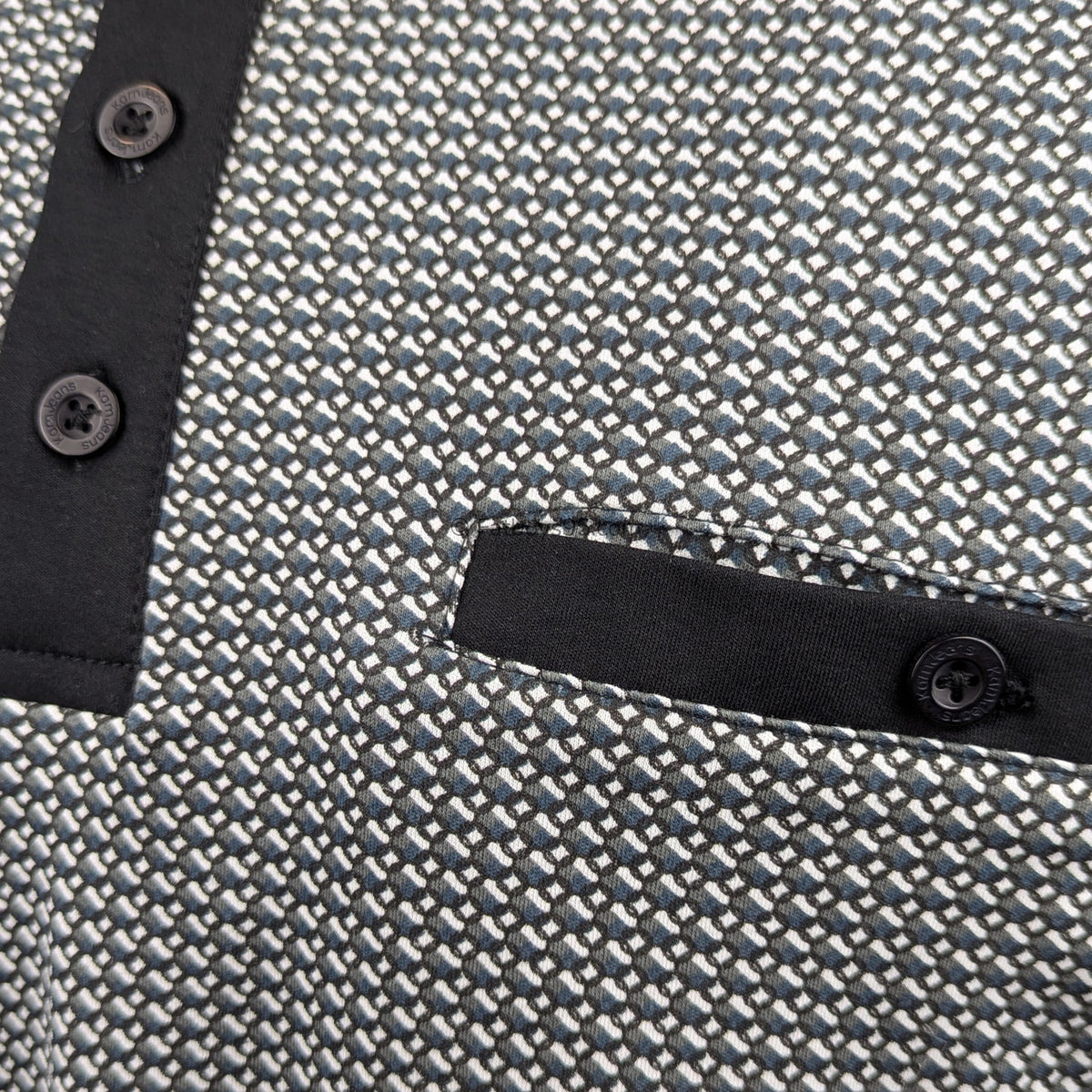 Kam Smart Mini Geo Print Polo - KBS 5518 - Black 3