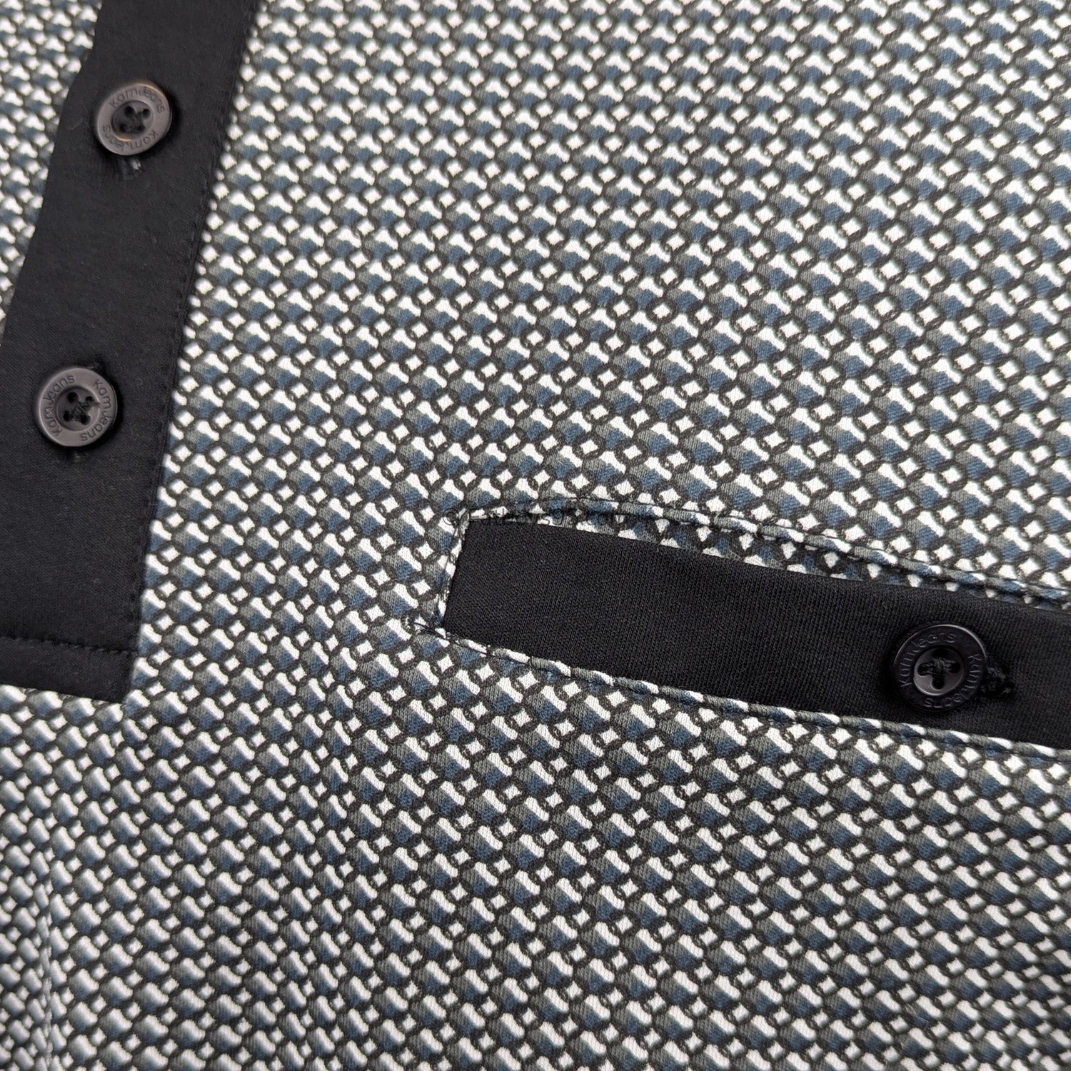 Kam Smart Mini Geo Print Polo - KBS 5518 - Black 3