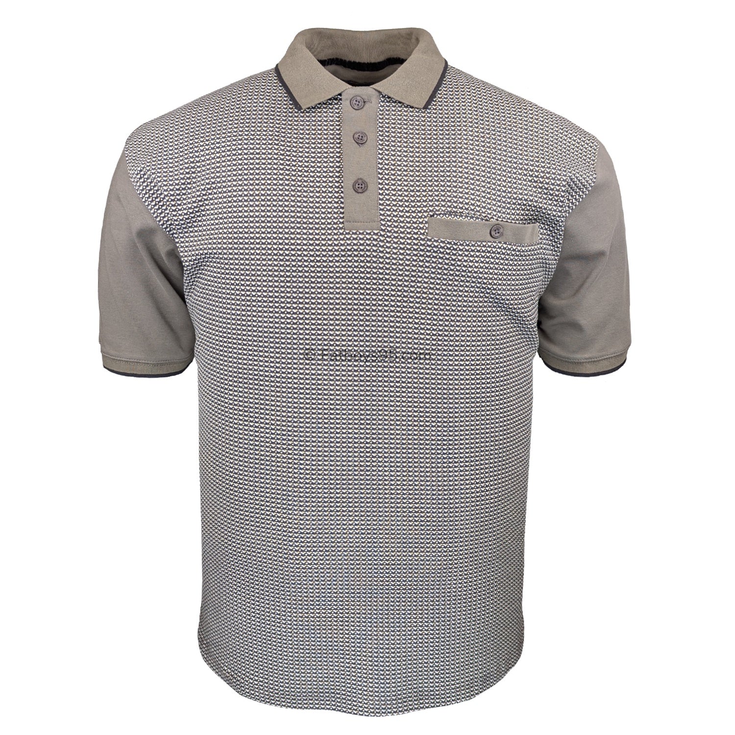Kam Smart Mini Geo Print Polo - KBS 5518 - Taupe 1
