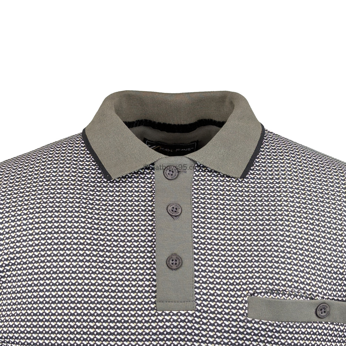 Kam Smart Mini Geo Print Polo - KBS 5518 - Taupe 2