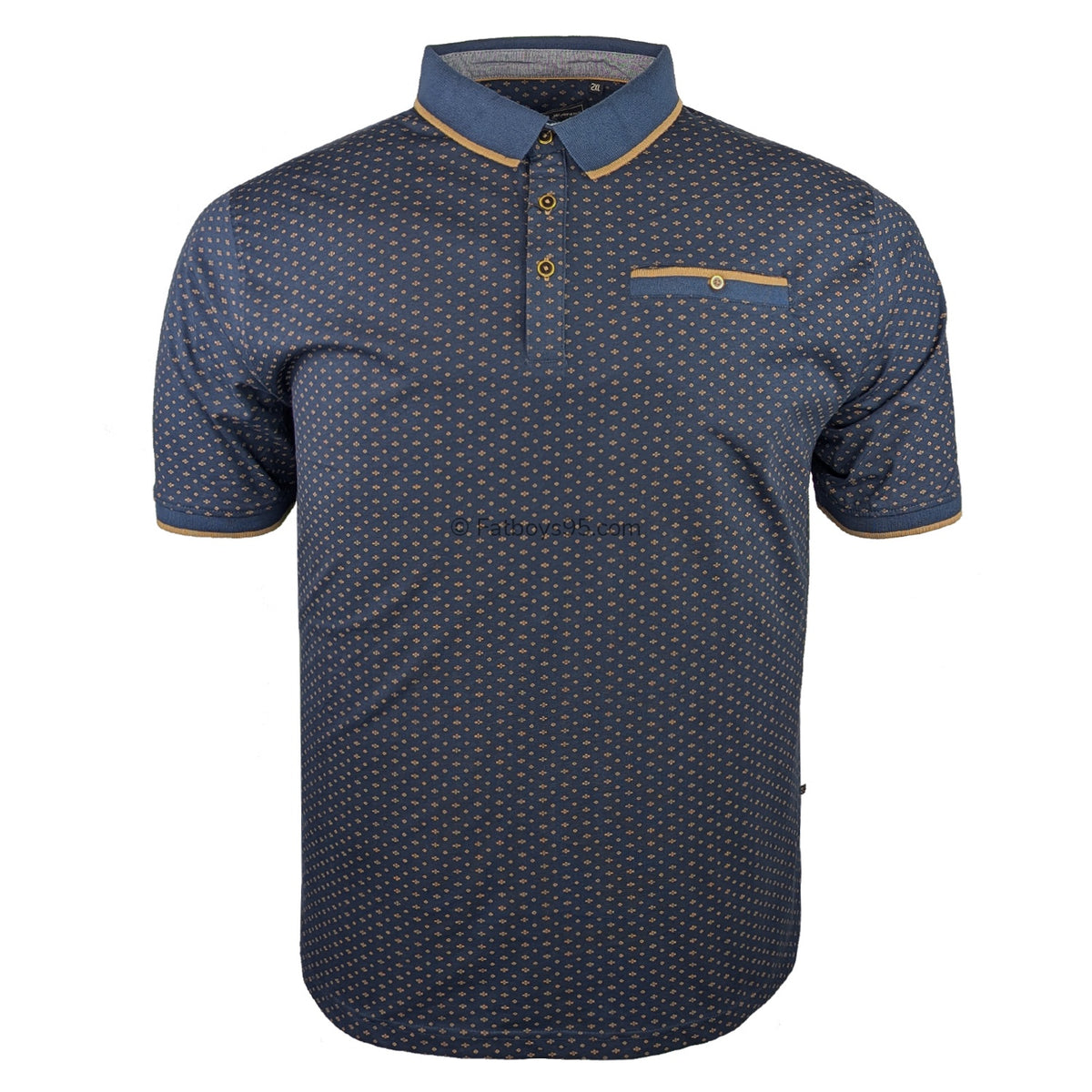 Kam AOP Mini Geo Print Polo - KBS 5529 - Indigo 1