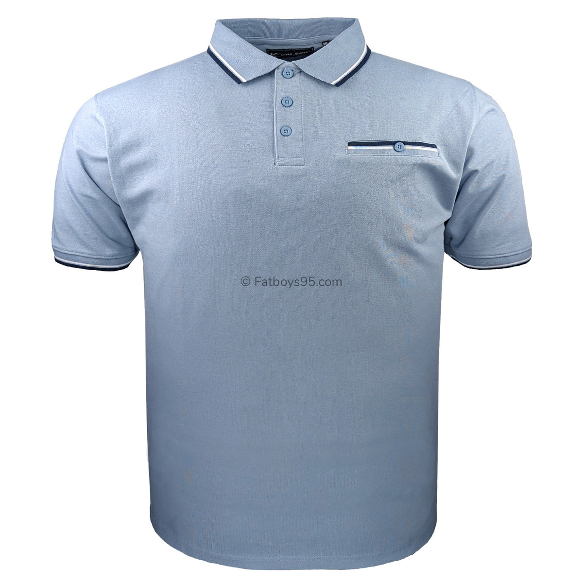 Kam Tipped Polo - KBS 5537 - Dusty Blue 1