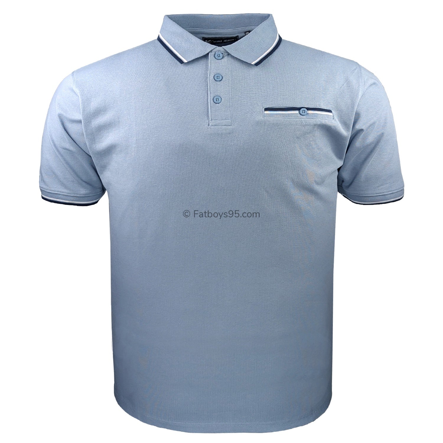 Kam Tipped Polo - KBS 5537 - Dusty Blue 1