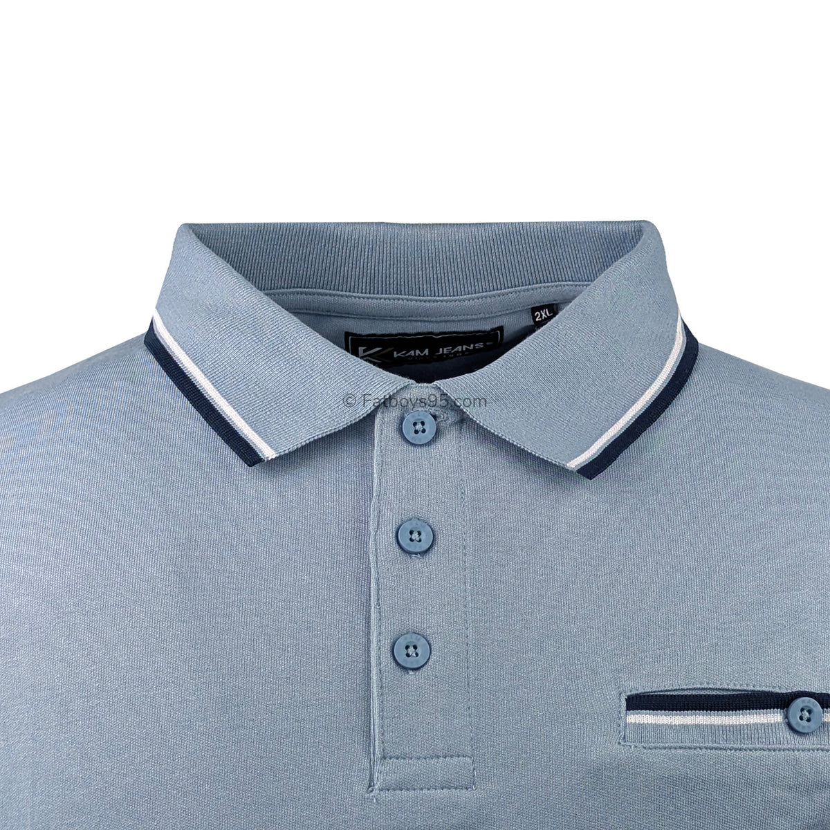 Kam Tipped Polo - KBS 5537 - Dusty Blue 2