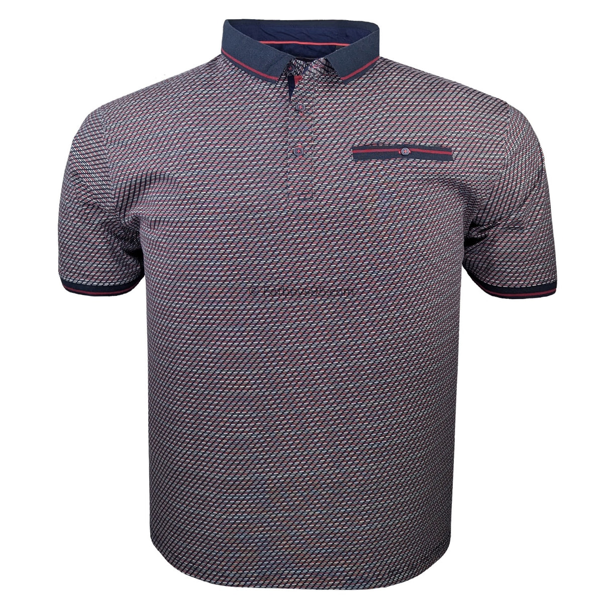 Kam Geo Print Polo - KBS 5544 - Navy 1