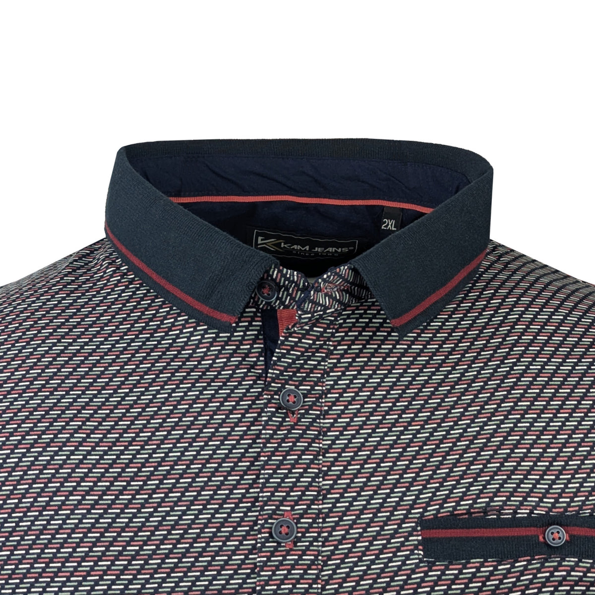 Kam Geo Print Polo - KBS 5544 - Navy 2