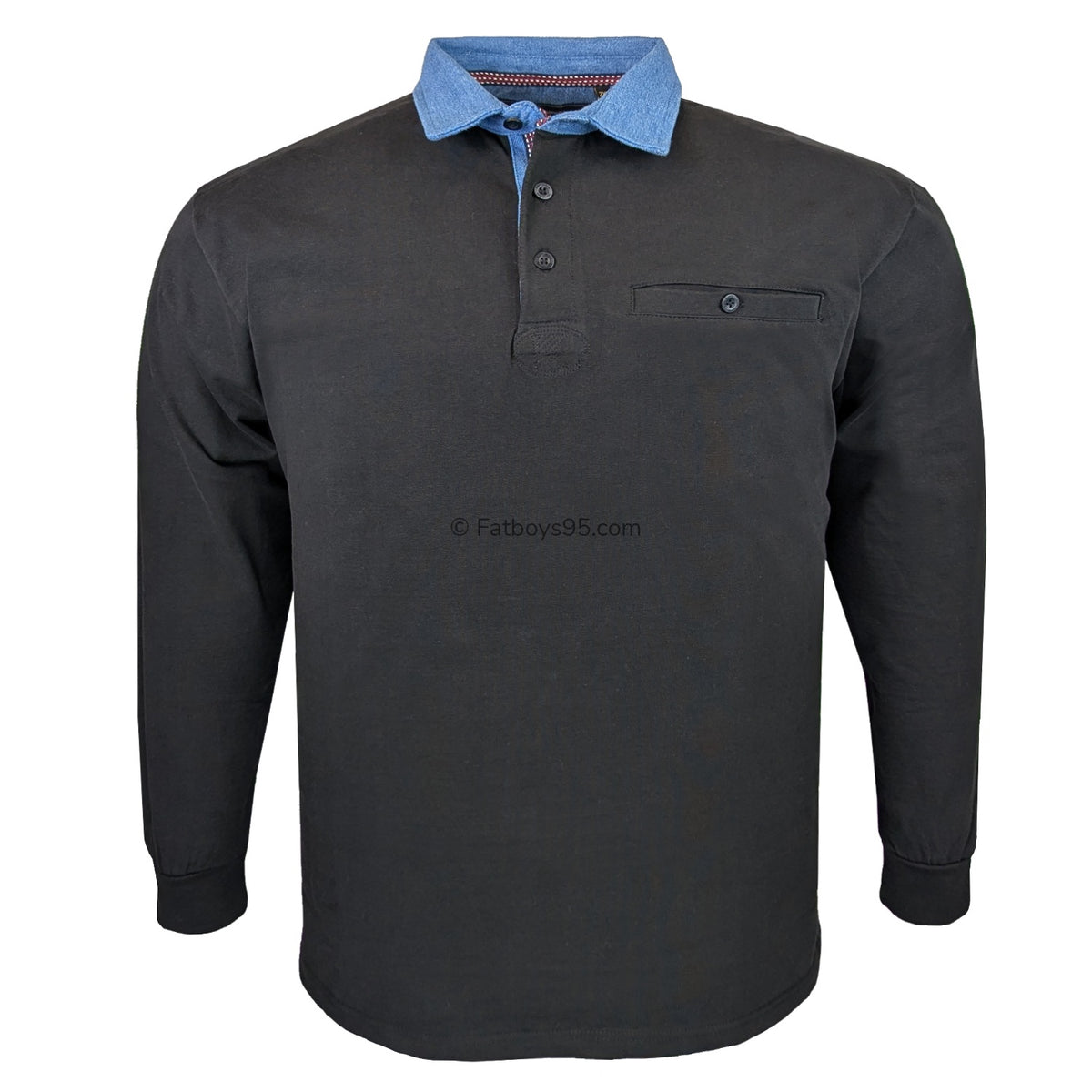 Kam L/S Rugby Polo - KBS 5560 - Black 1