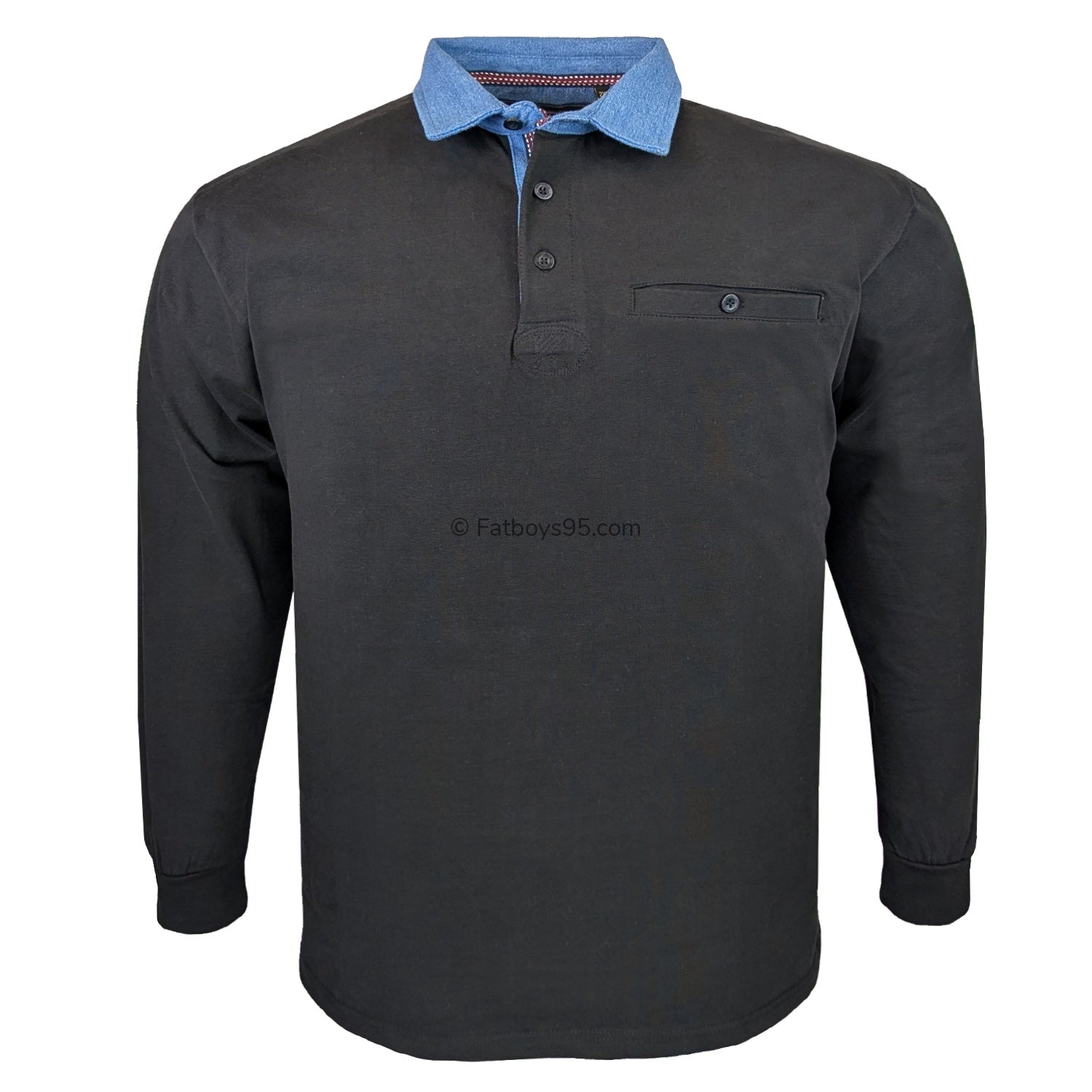 Kam L/S Rugby Polo - KBS 5560 - Black 1
