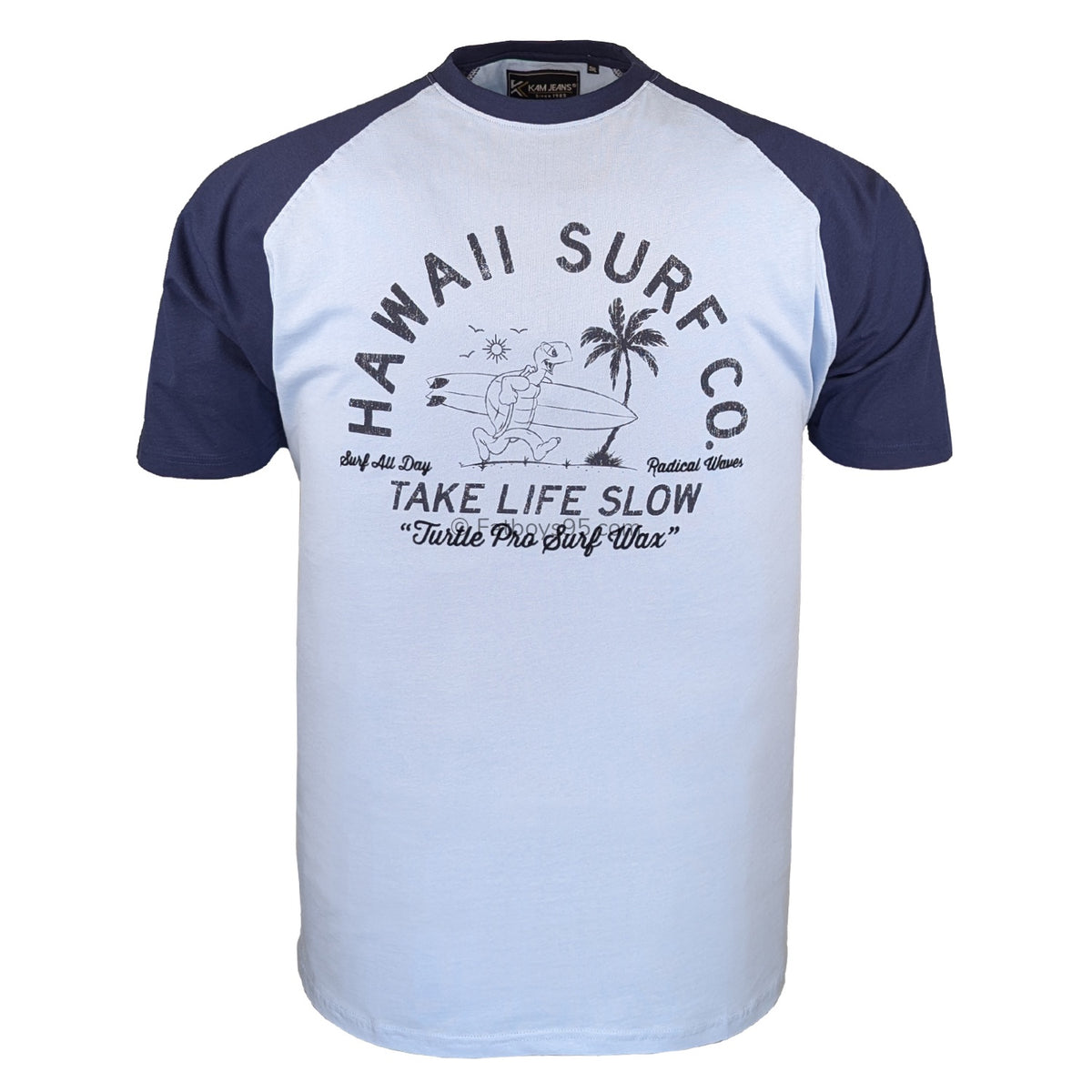 Kam Hawaii Surf Turtle Raglan Tee - KBS 5772 - Powder Blue 1