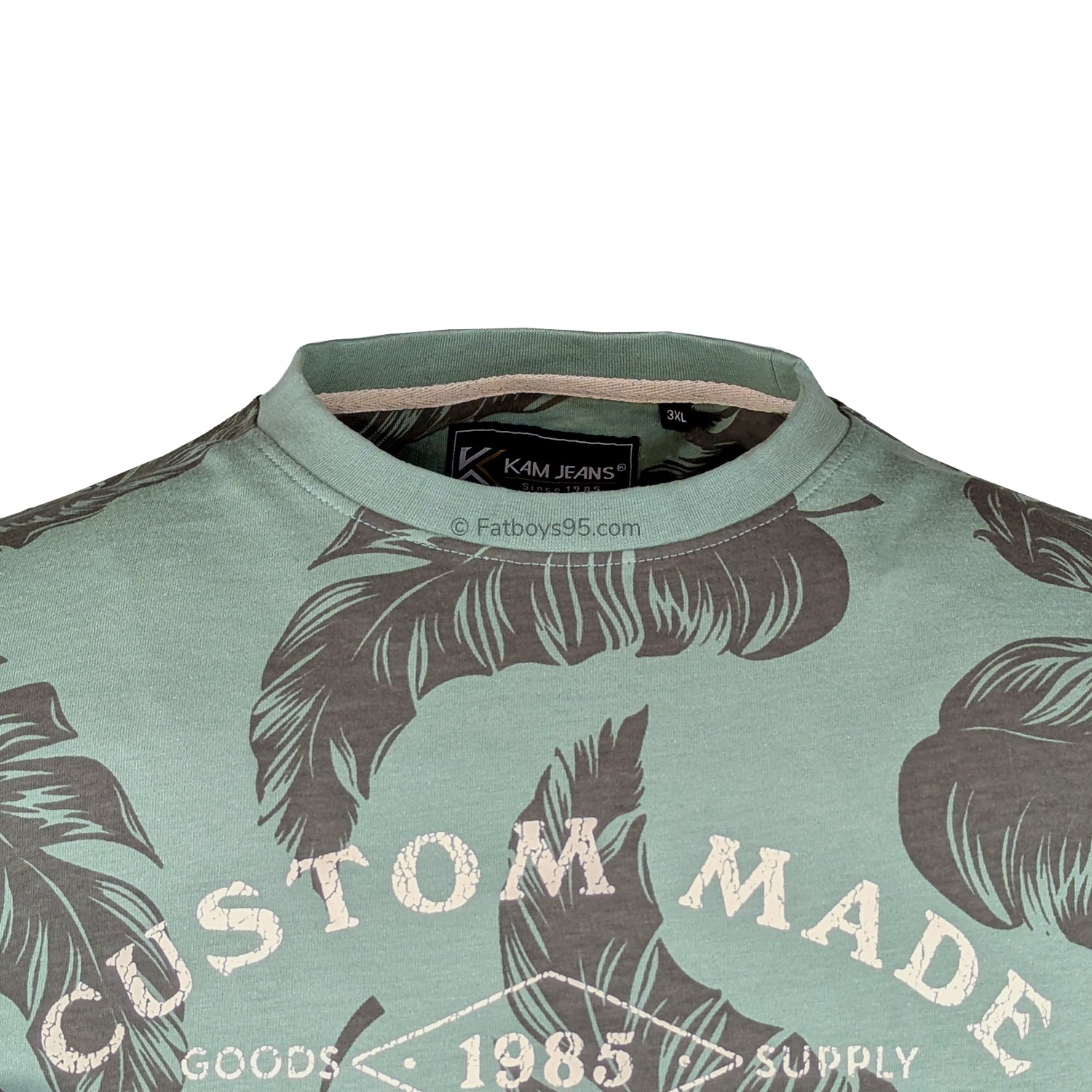 Kam Hawaii Surf Leaf Print Tee - KBS 5773 - Sage