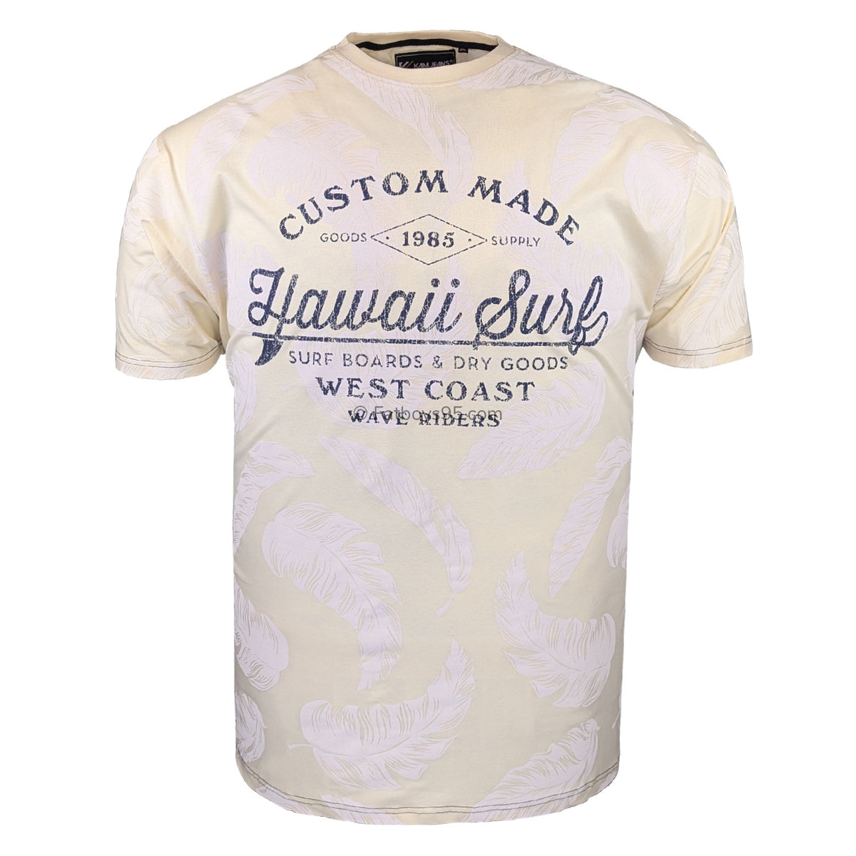 Kam Hawaii Surf Leaf Print Tee - KBS 5773 - Stone 1