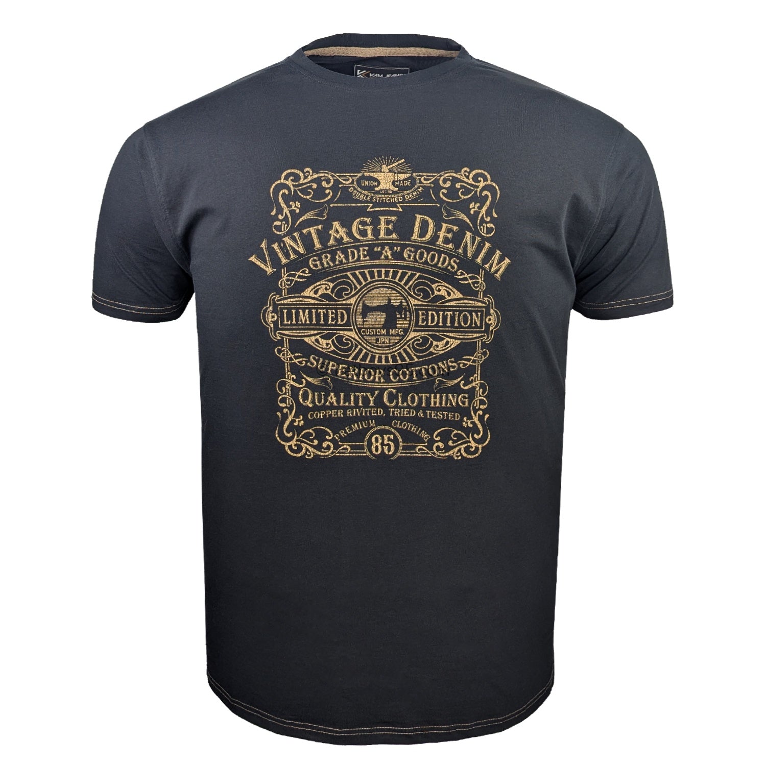 Kam Vintage Denim T-Shirt - KBS 5786 - Jet Black 1