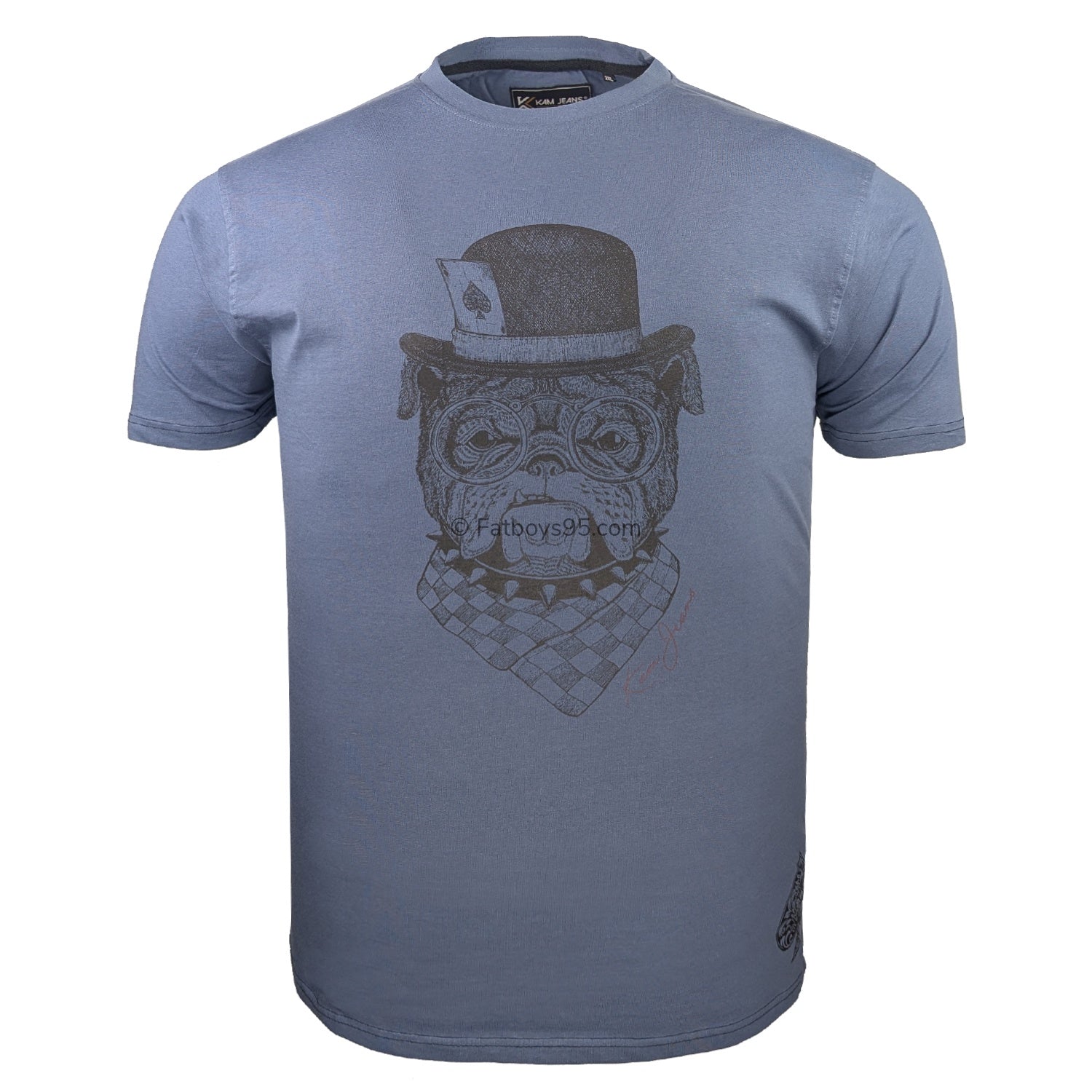 Kam Bulldog Print T-Shirt - KBS 5794 - Indigo 1