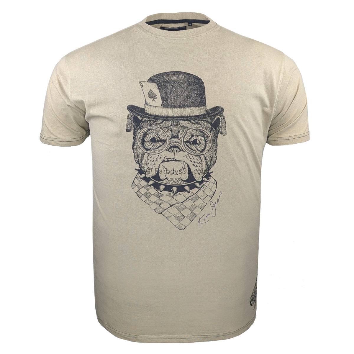 Kam Bulldog Print T-Shirt - KBS 5794 - Stone 1