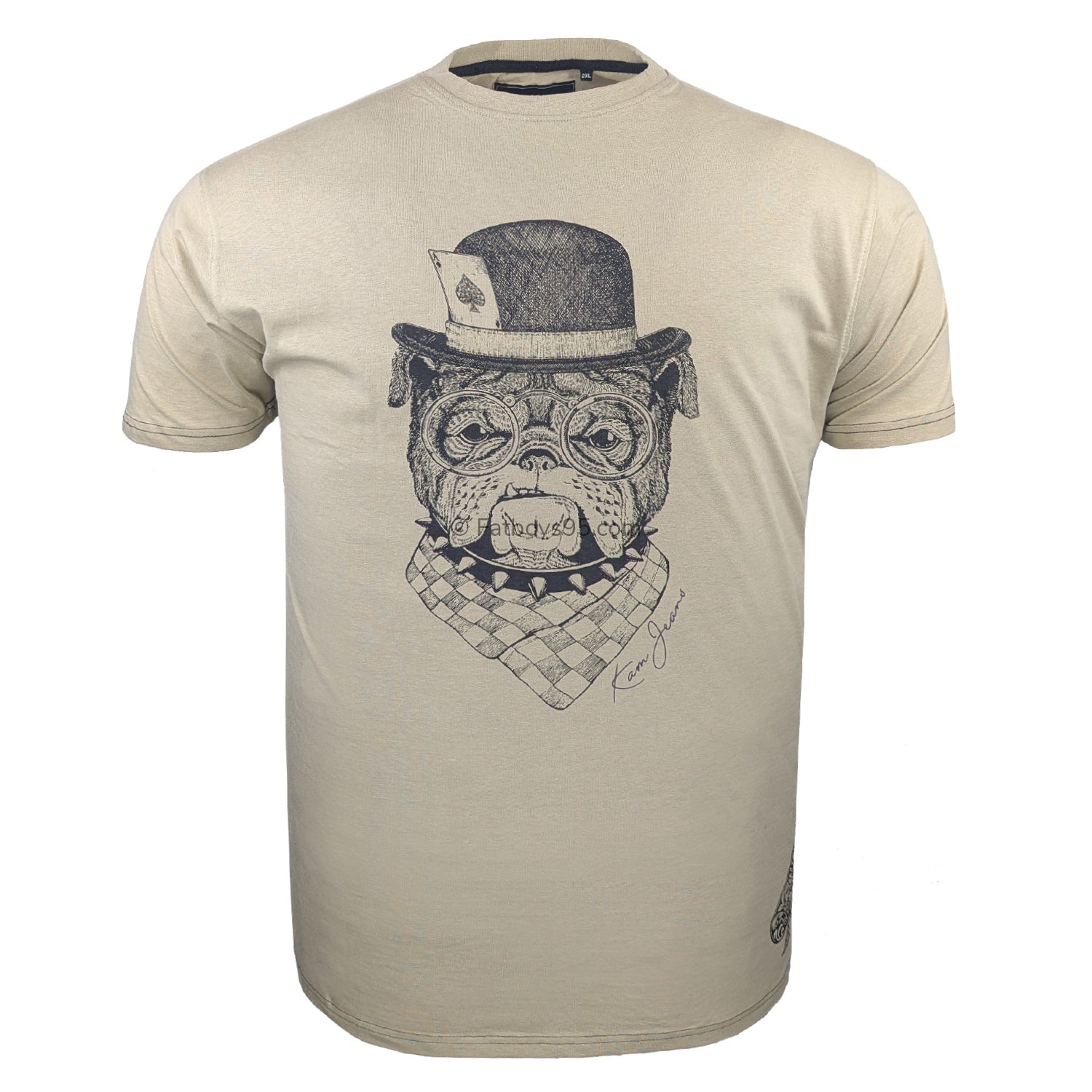 Kam Bulldog Print T-Shirt - KBS 5794 - Stone 1