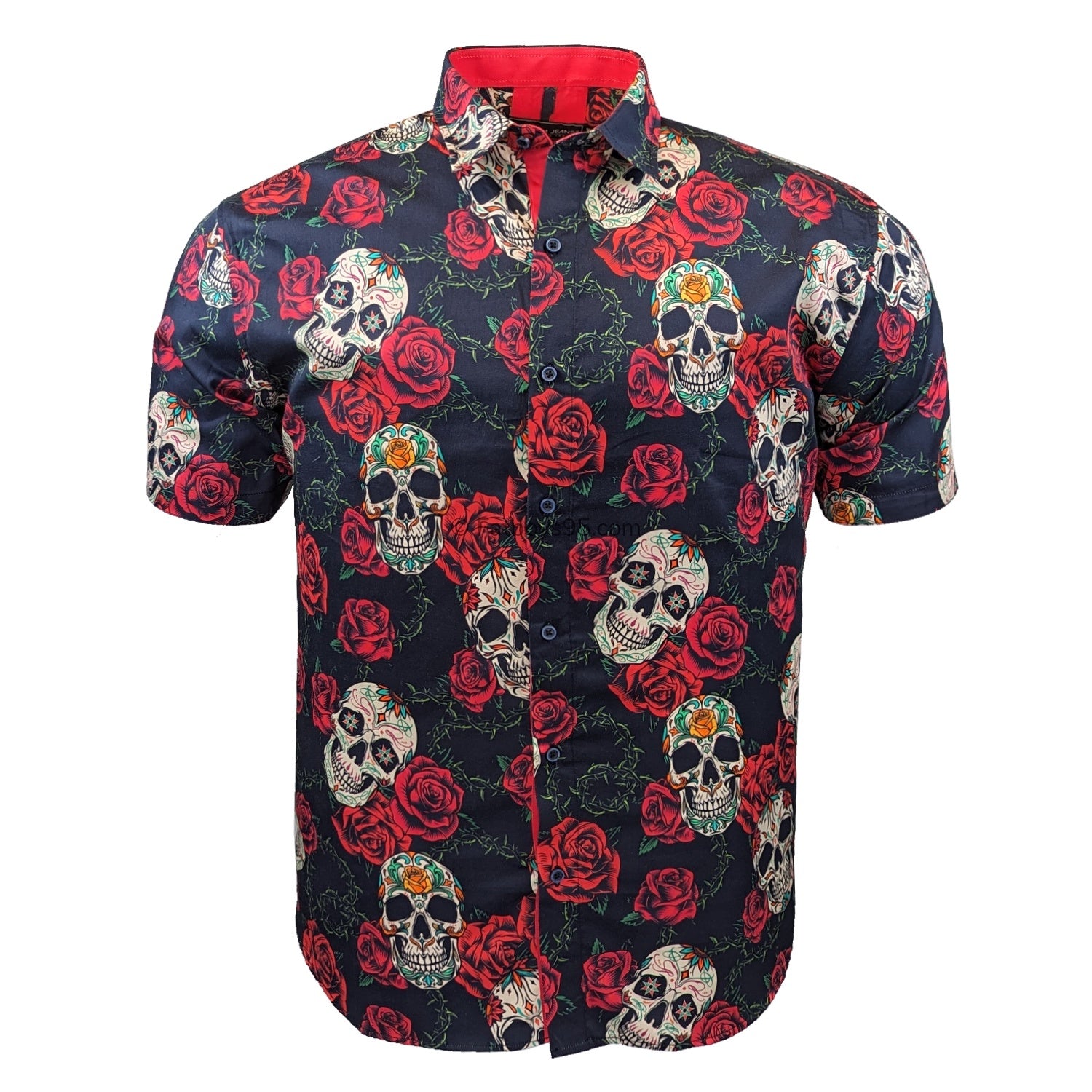 Kam Rose Skull Print S/S Shirt - KBS 6042 - Black 1