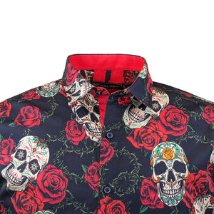 Kam Rose Skull Print S/S Shirt - KBS 6042 - Black 2