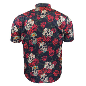 Kam Rose Skull Print S/S Shirt - KBS 6042 - Black 3