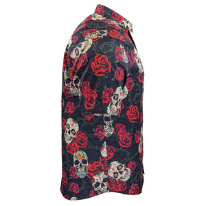 Kam Rose Skull Print S/S Shirt - KBS 6042 - Black 5