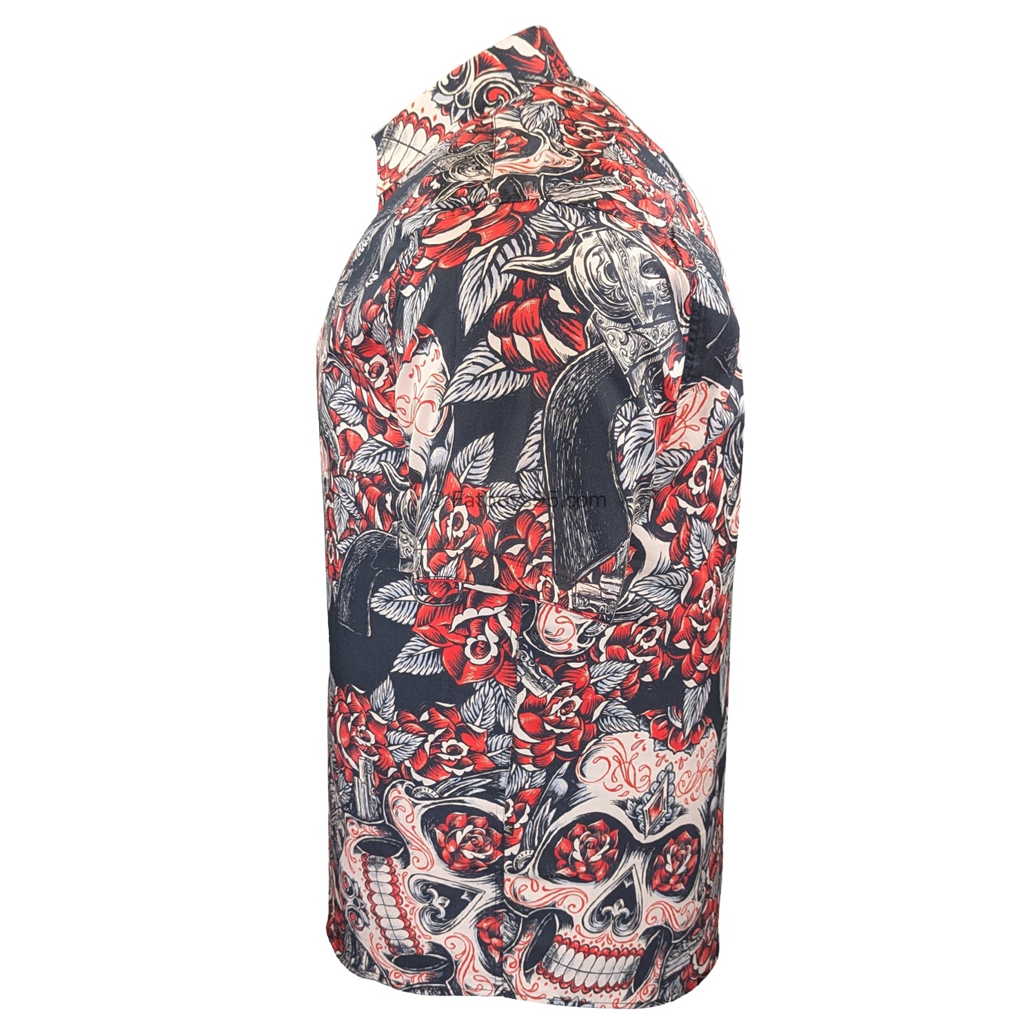 Kam Skull and Roses S/S Shirt - KBS 6062 - Black 4