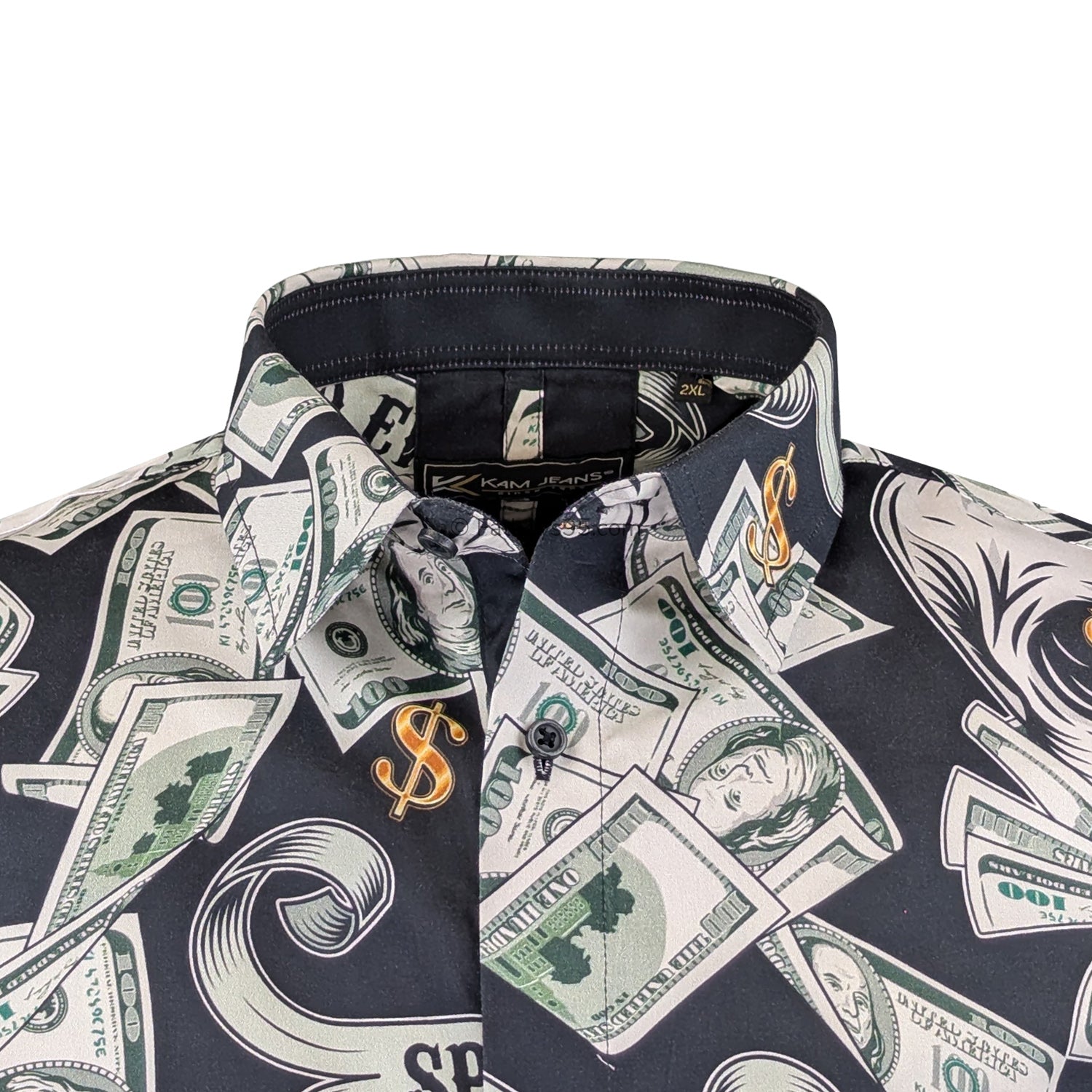 Kam Dollar Bills S/S Shirt - KBS 6064 - Black