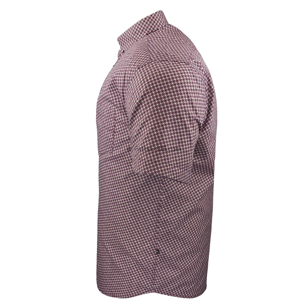Kam All Over Geo Print S/S Shirt - KBS 6280 - Burgundy 4