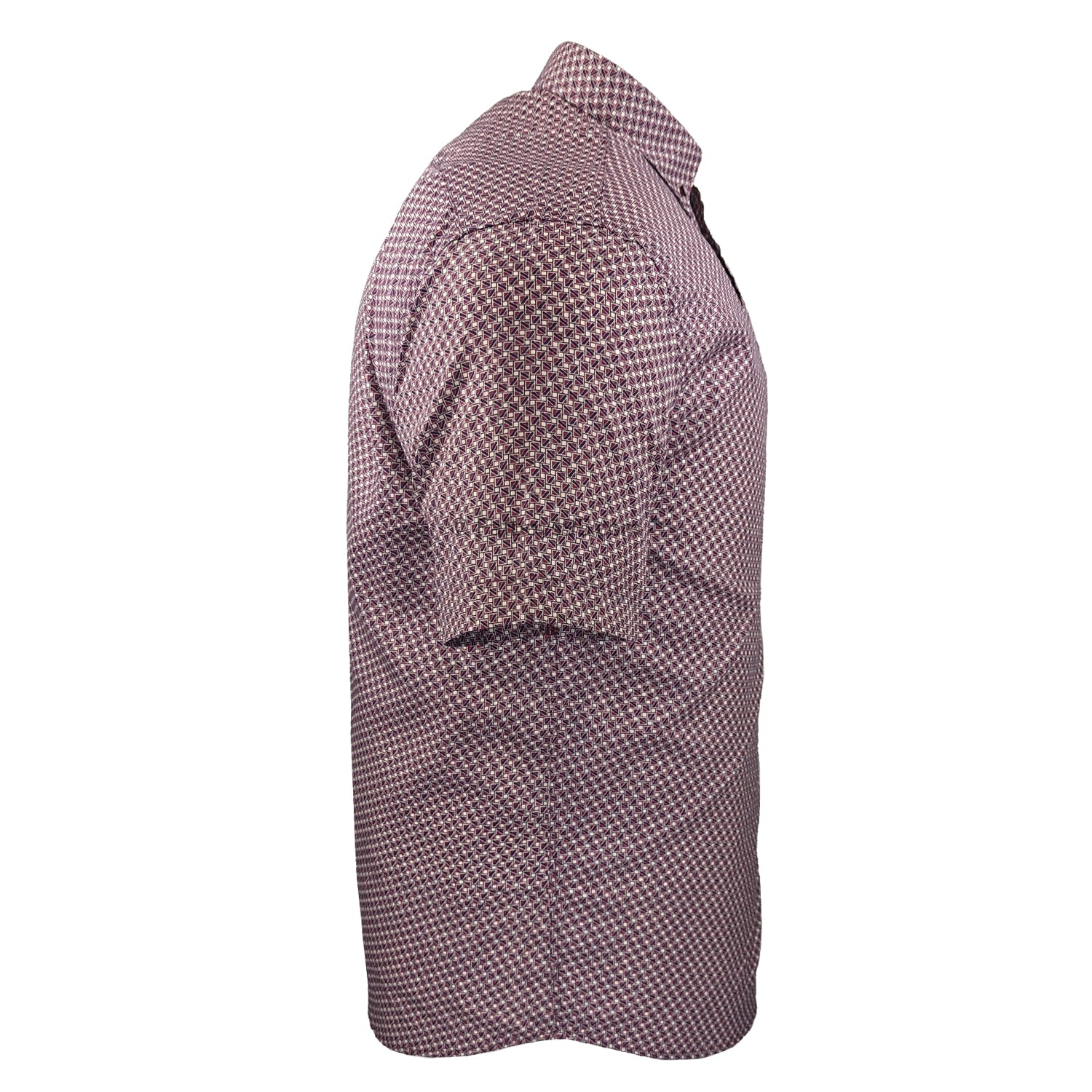 Kam All Over Geo Print S/S Shirt - KBS 6280 - Burgundy 5