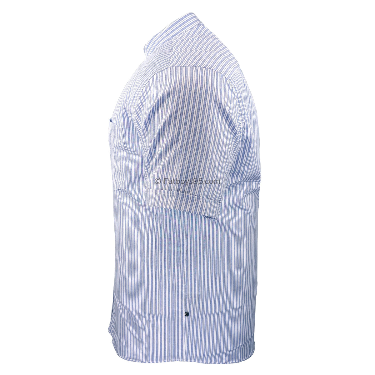 Kam Grandad Collar Stripe S/S Shirt - KBS 6288 - Blue 4