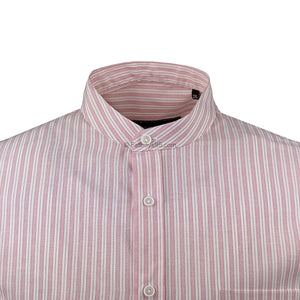 Kam Grandad Collar Stripe S/S Shirt - KBS 6288 - Pink 2