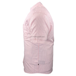 Kam Grandad Collar Stripe S/S Shirt - KBS 6288 - Pink 4