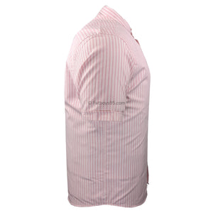Kam Grandad Collar Stripe S/S Shirt - KBS 6288 - Pink 5