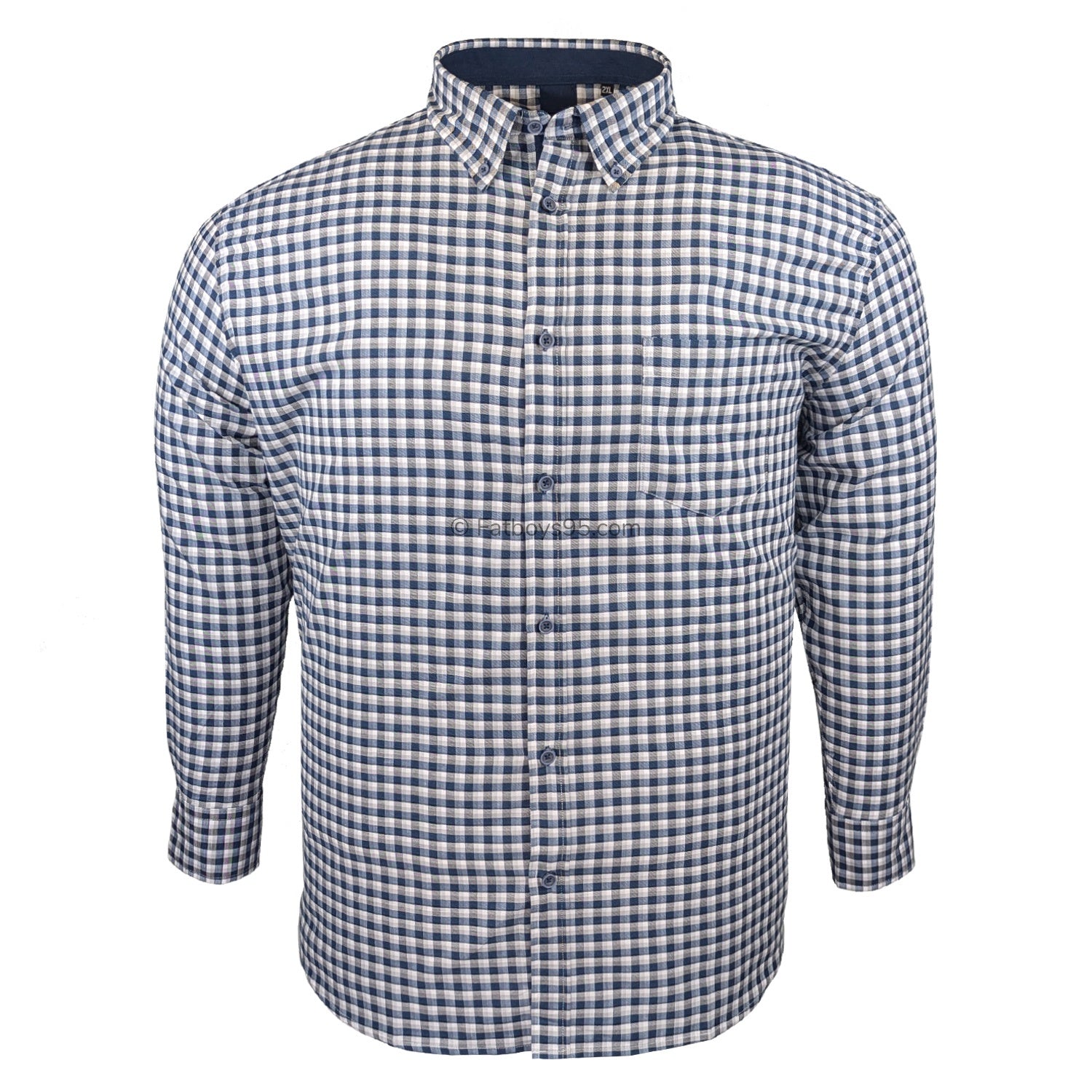 Kam Casual Gingham L/S Shirt - KBS 6302 - Blue 1