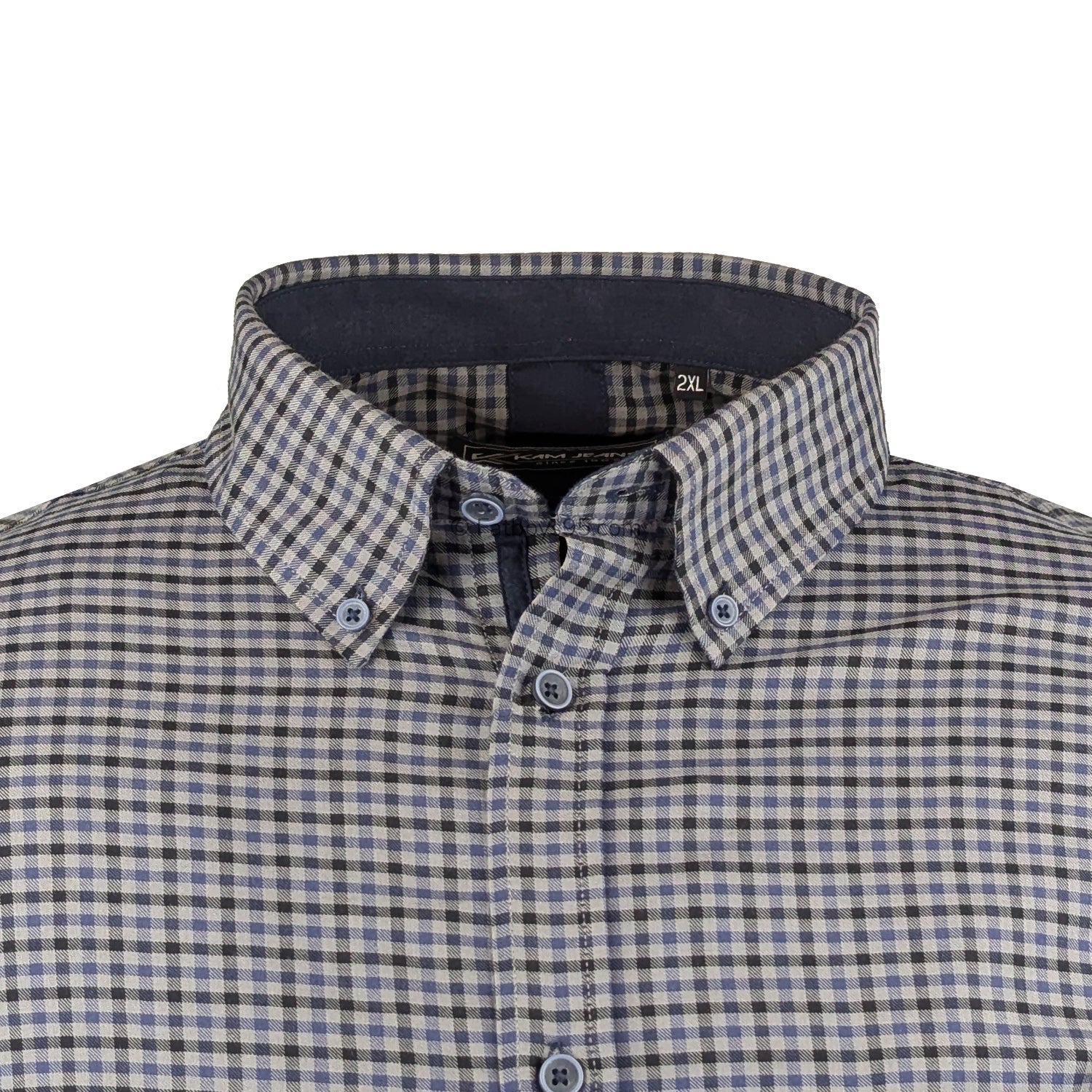 Kam Casual Gingham L/S Shirt - KBS 6302 - Charcoal 2