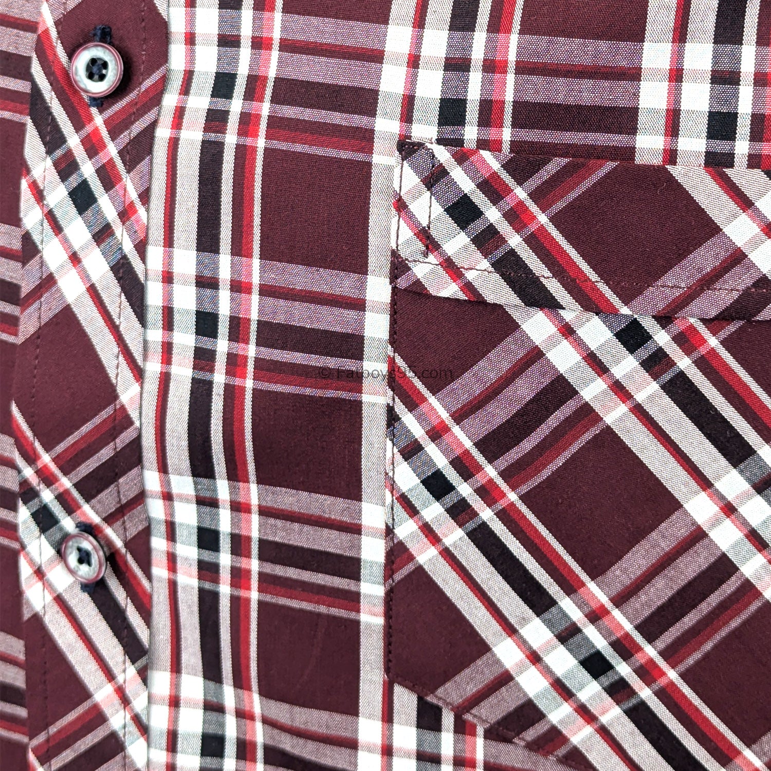 Kam Check S/S Shirt - KBS 6337 - Burgundy 3