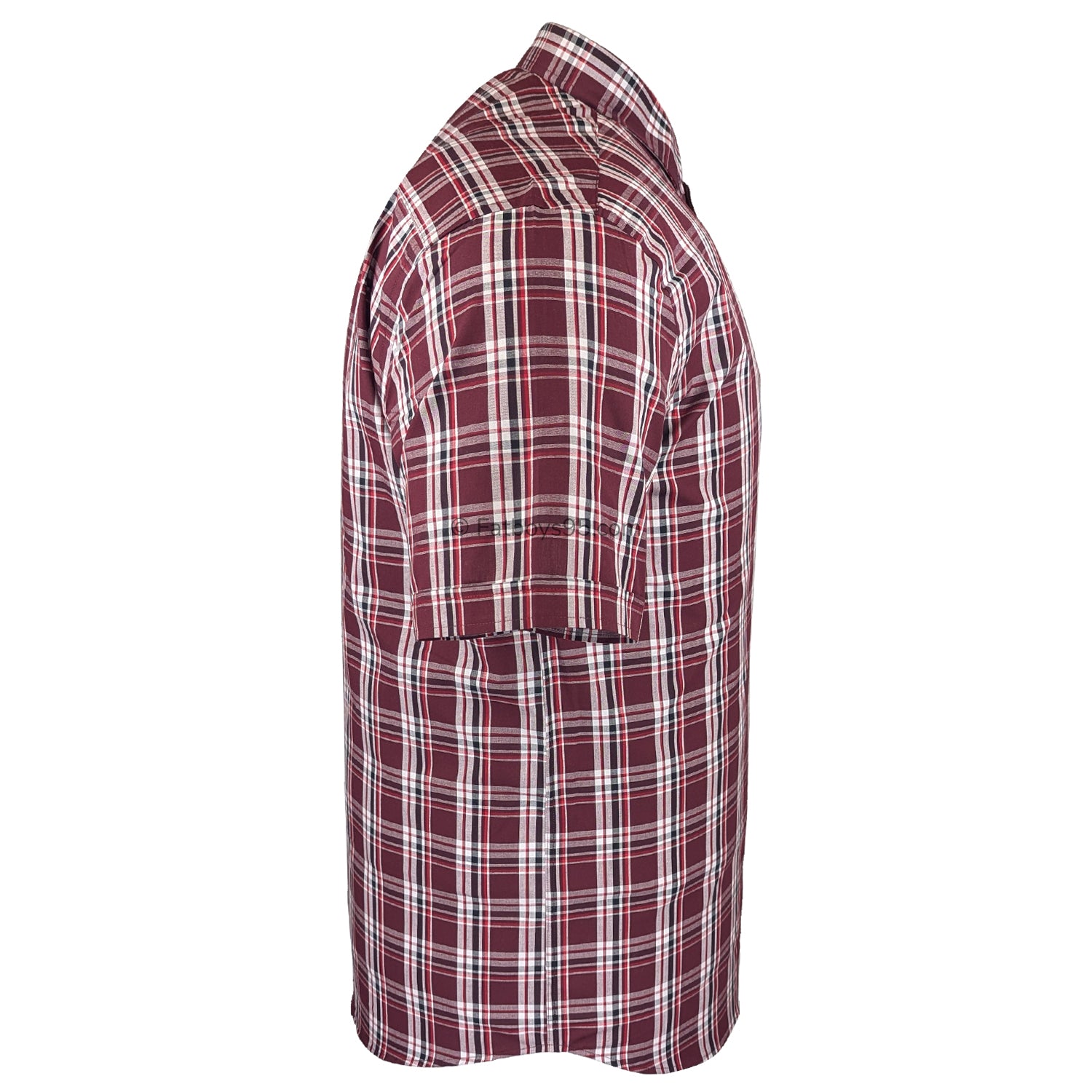 Kam Check S/S Shirt - KBS 6337 - Burgundy 6