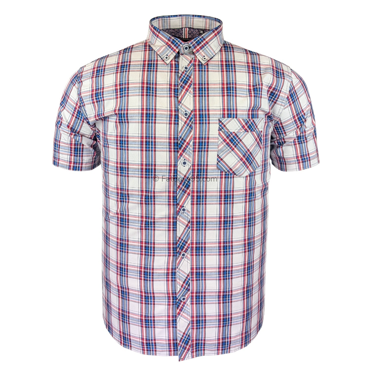 Kam Check S/S Shirt - KBS 6337 - White 1