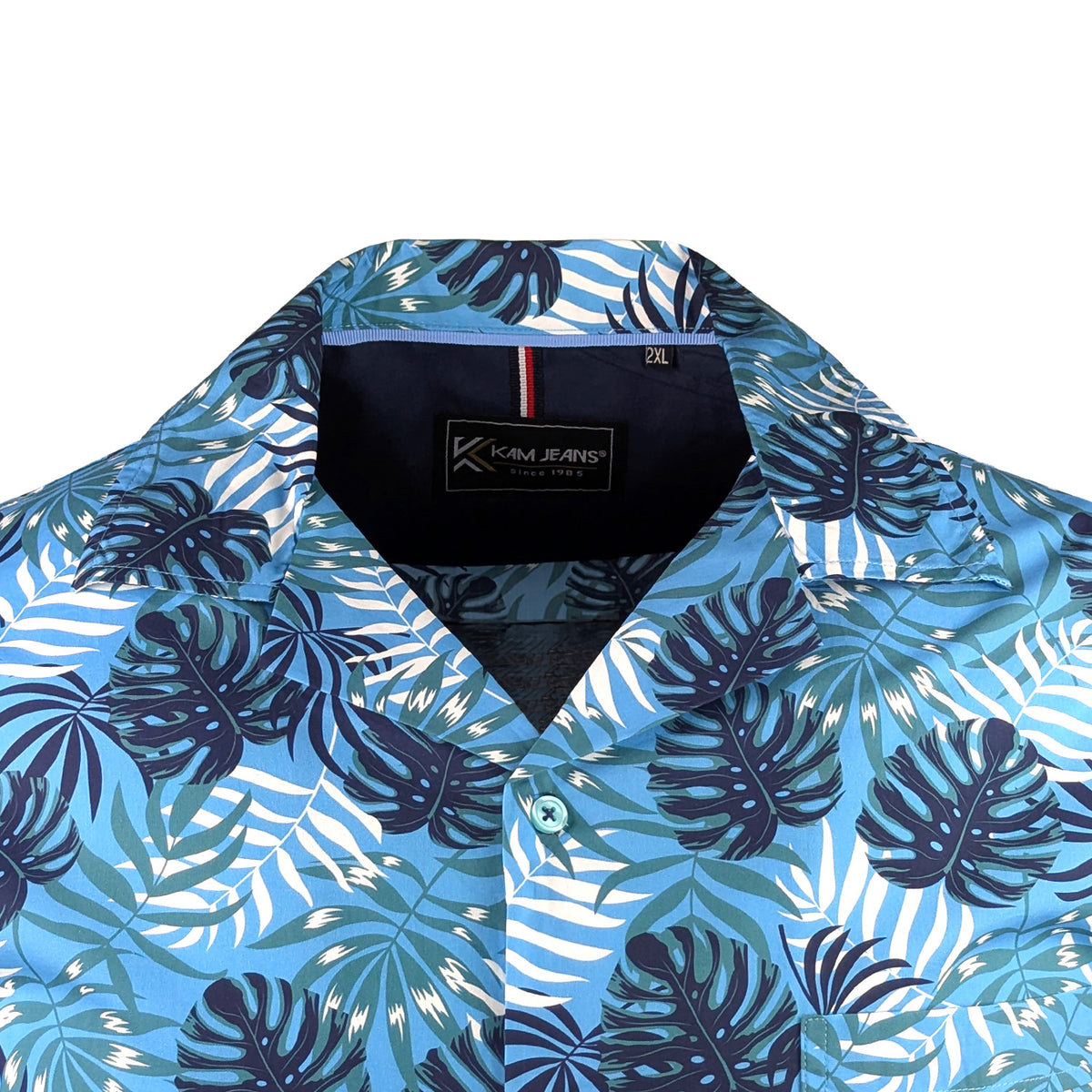 Kam Hawaiian Print S/S Shirt - KBS 6393 - Aqua 2