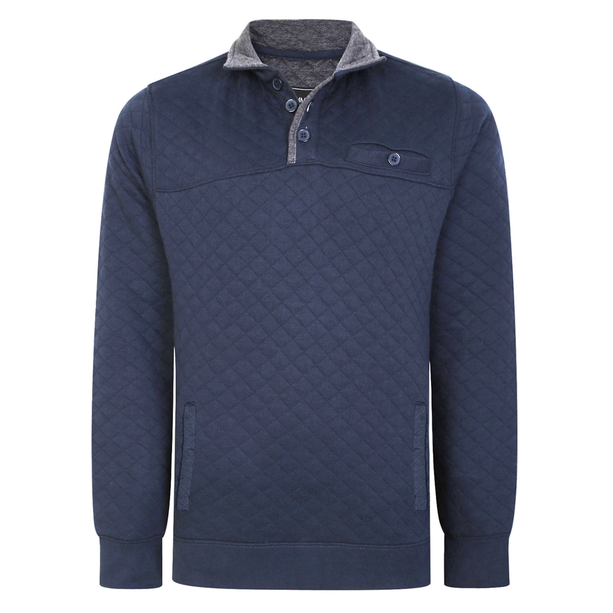 Kam Quilted Quarter Button Sweater - KBS 7050 - Navy 1