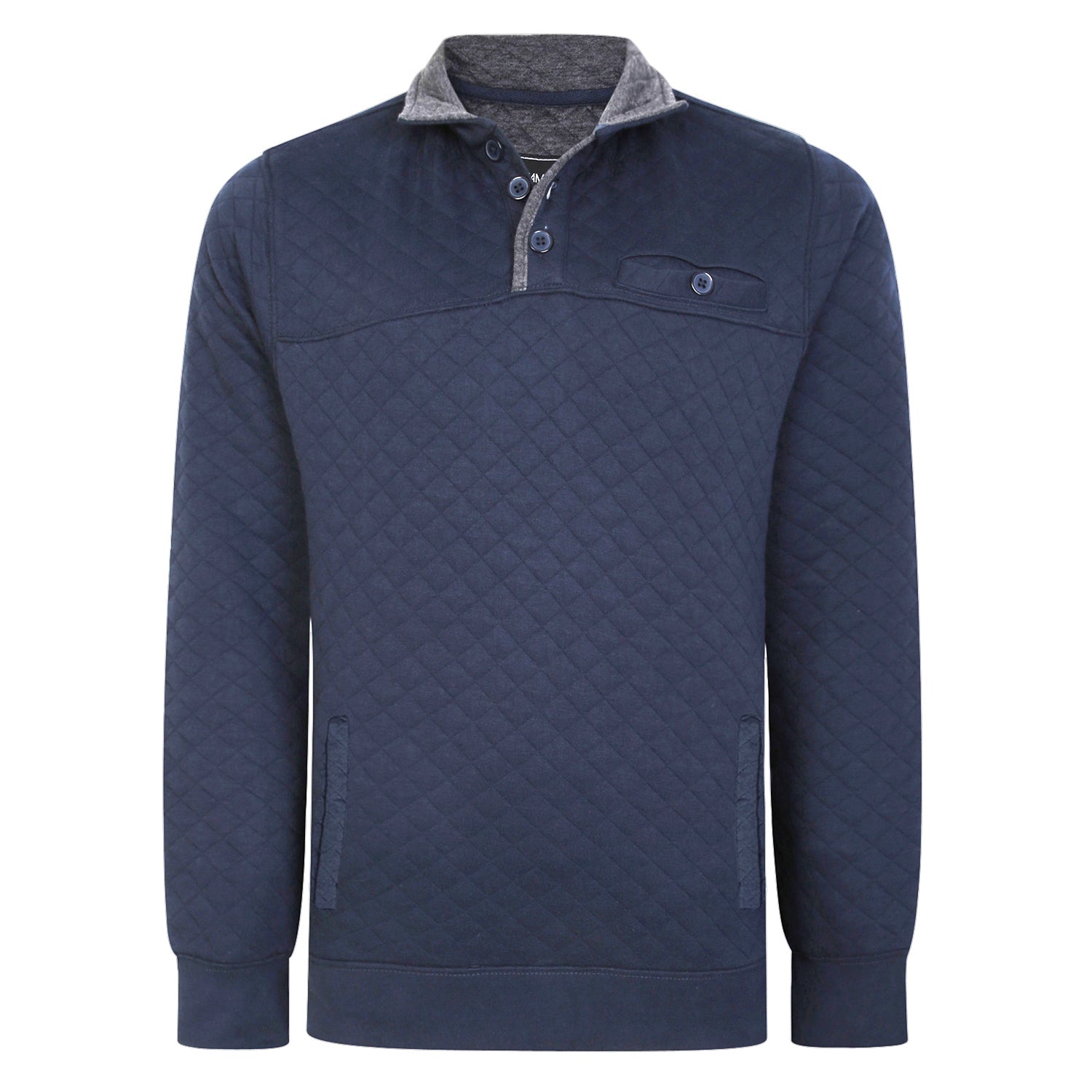 Kam Quilted Quarter Button Sweater - KBS 7050 - Navy 1
