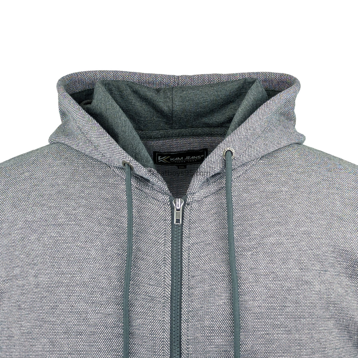 Kam Textured Full Zip Hoody - KBS 7078 - Charcoal 2