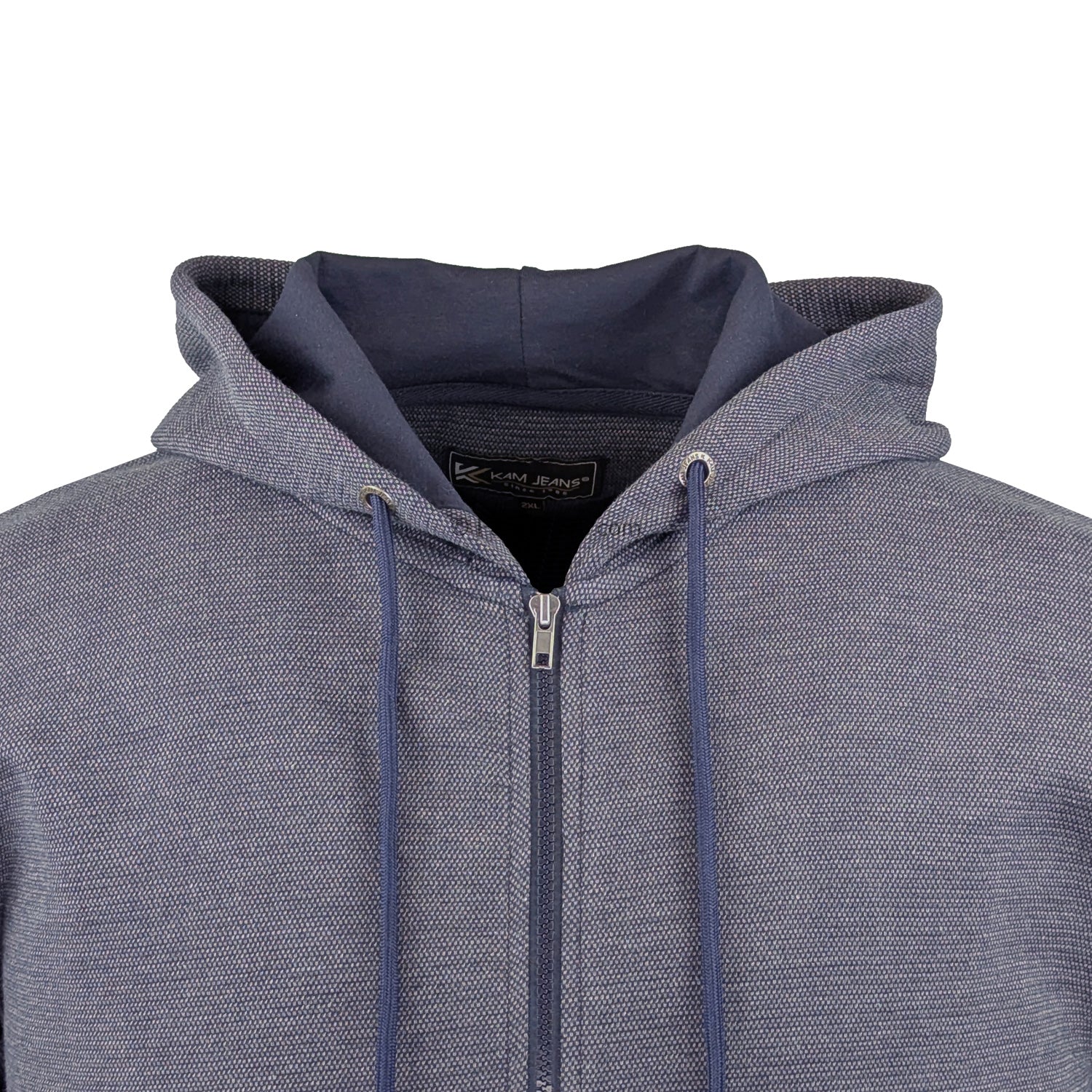 Kam Textured Full Zip Hoody - KBS 7078 - Indigo 2