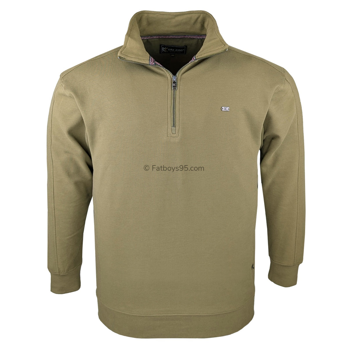 Kam 1/4 Zip Jacquard Sweater - KBS 7090 - Dark Olive 1