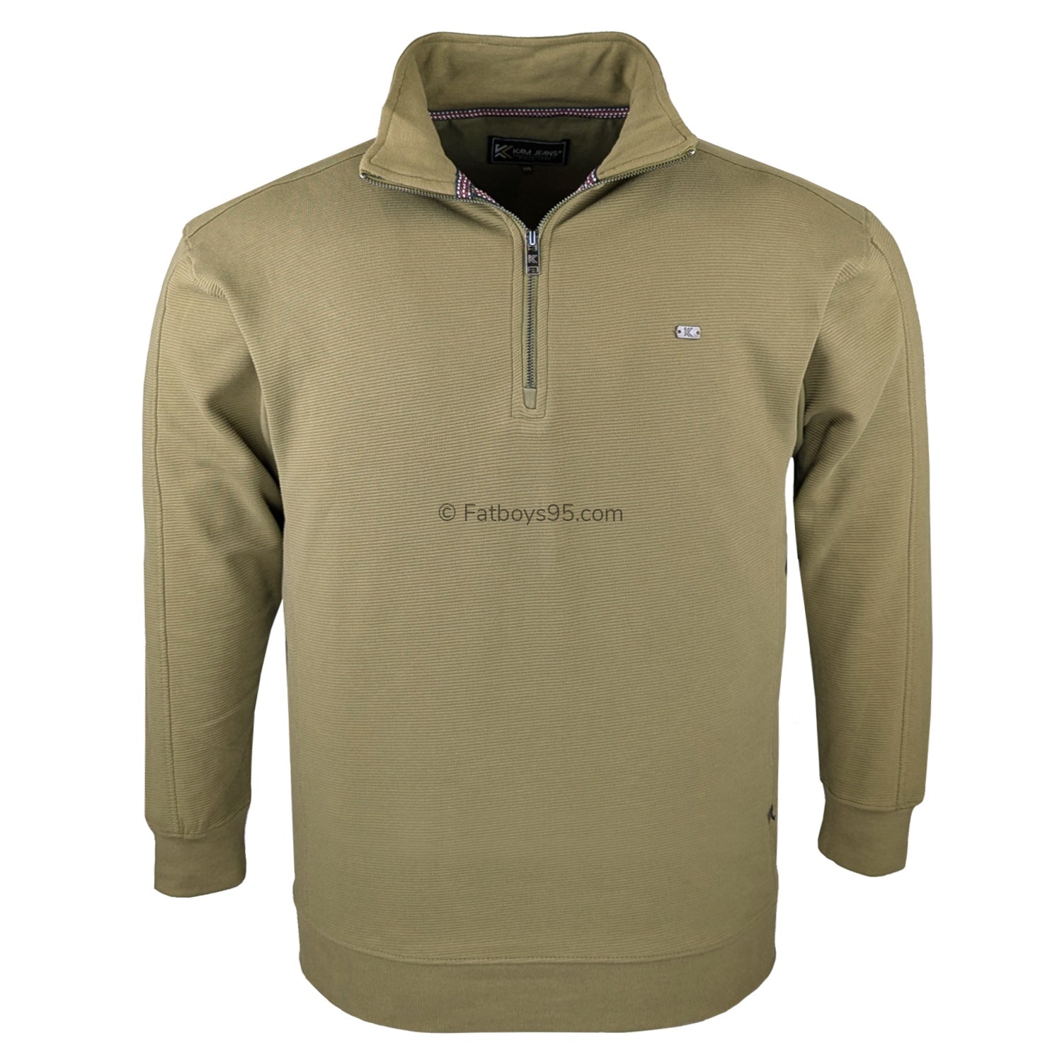 Kam 1/4 Zip Jacquard Sweater - KBS 7090 - Dark Olive 1