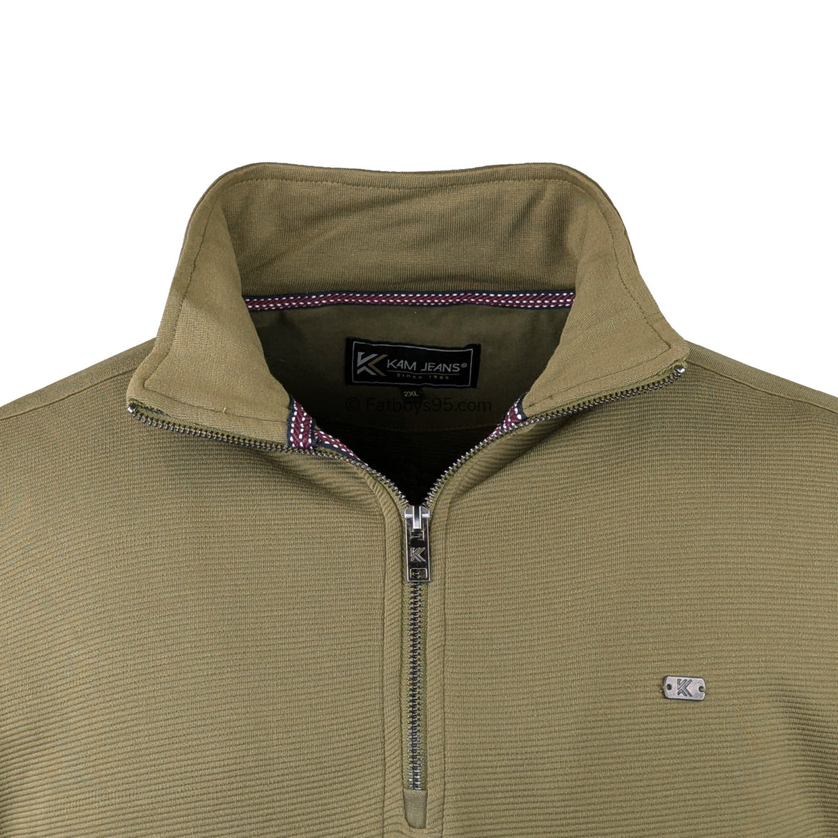 Kam 1/4 Zip Jacquard Sweater - KBS 7090 - Dark Olive 2