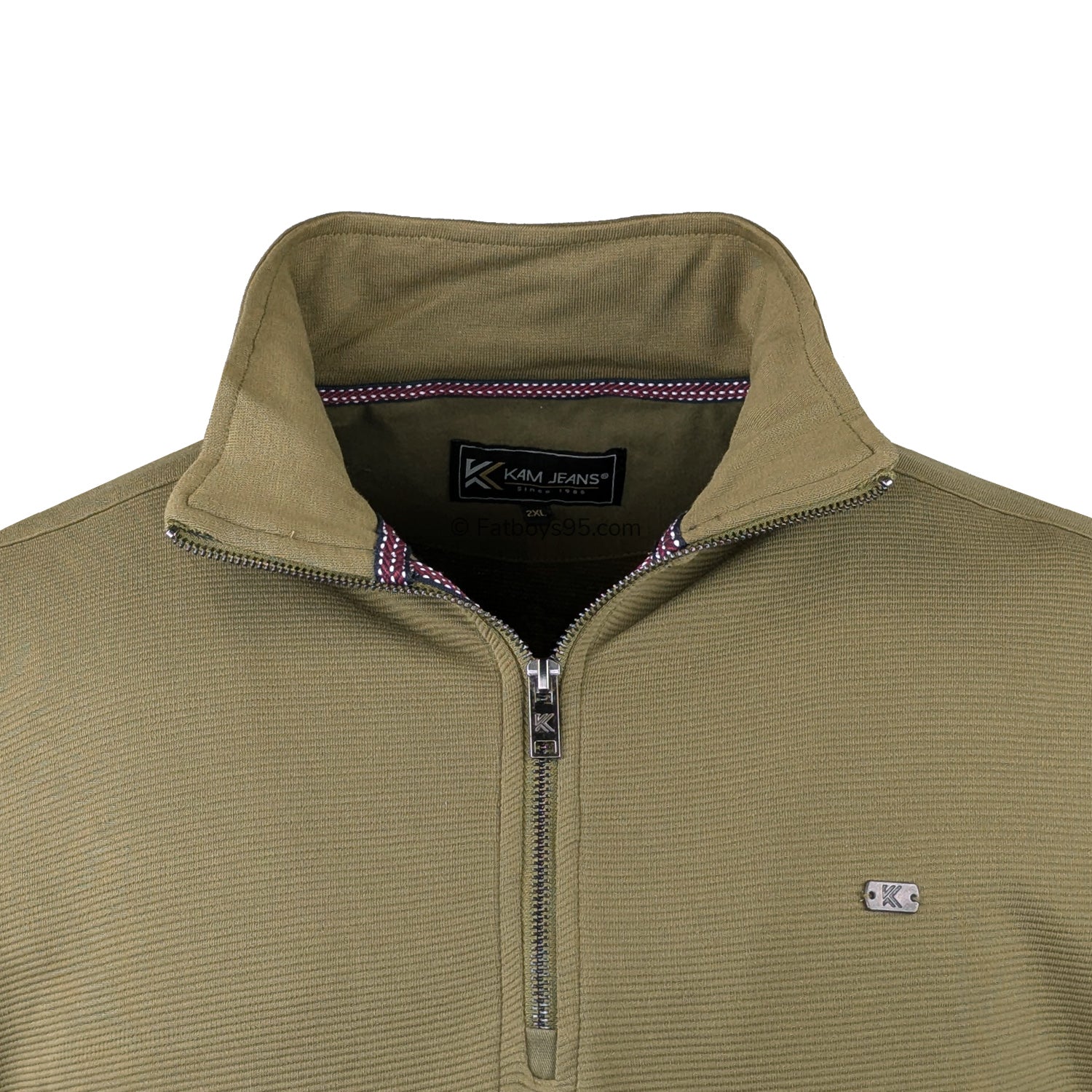 Kam 1/4 Zip Jacquard Sweater - KBS 7090 - Dark Olive 2